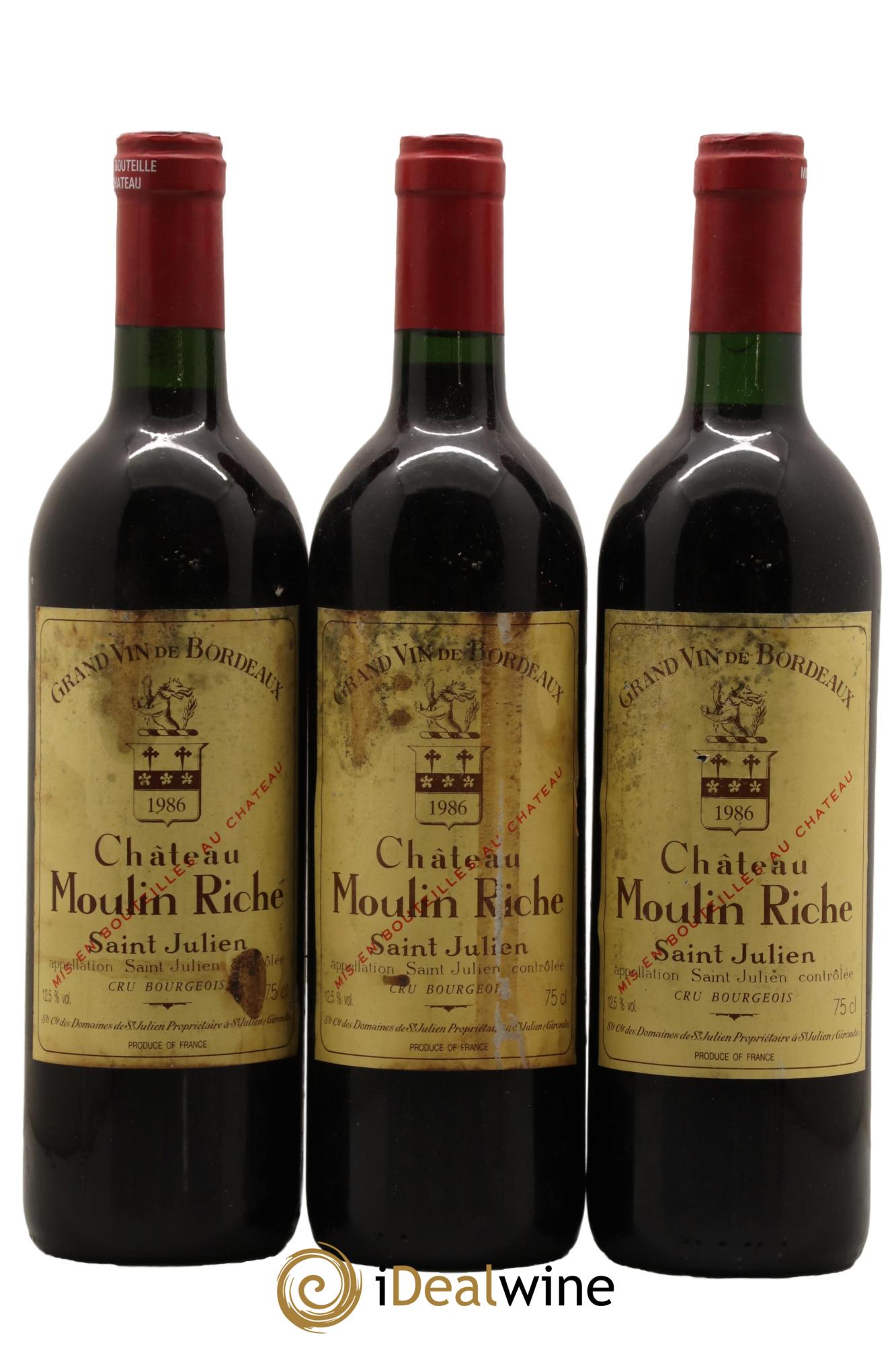 Château Moulin Riche 1986 - Posten von 3 Flaschen - 0