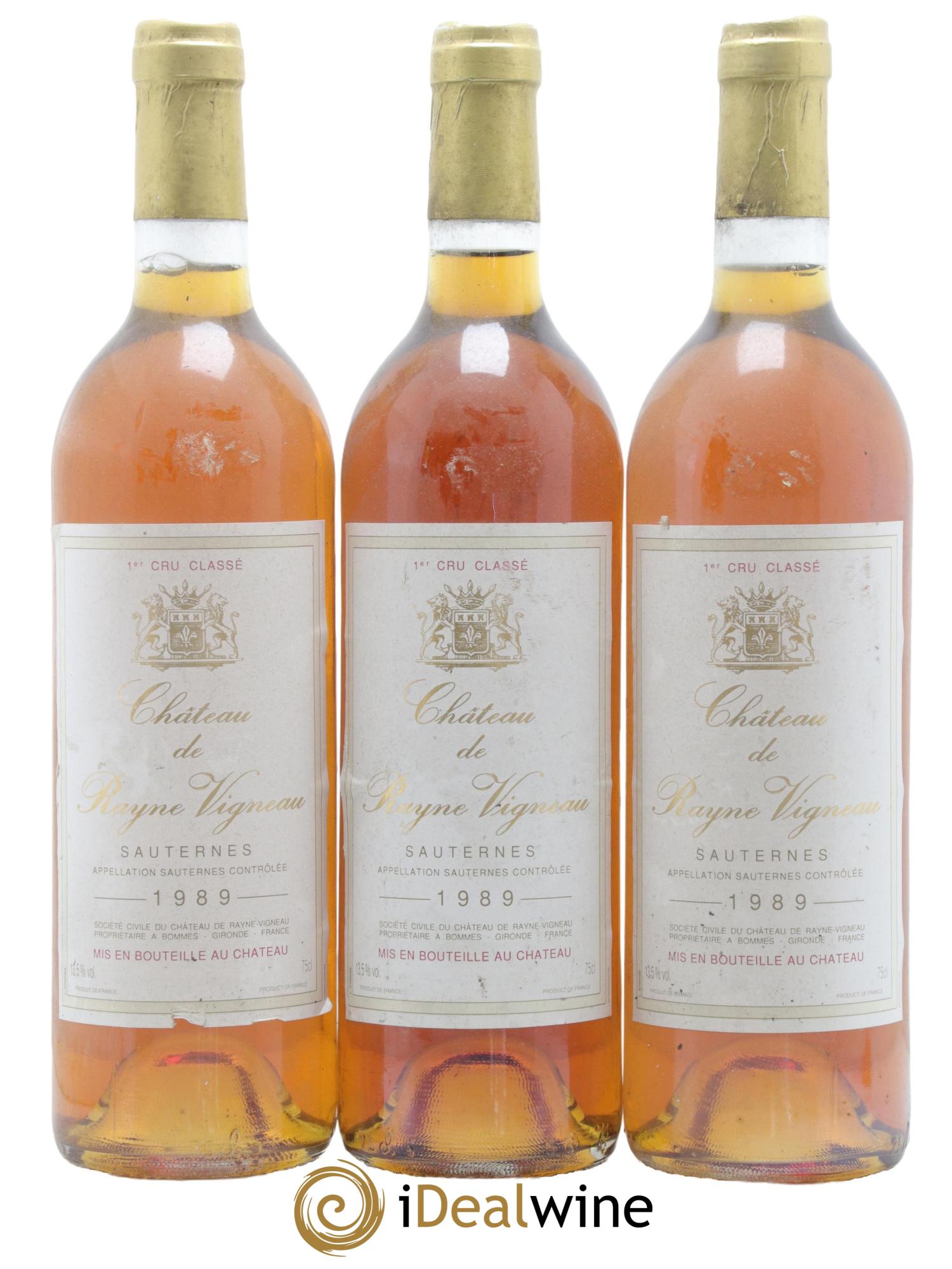 Château de Rayne Vigneau 1er Grand Cru Classé 1989 - Lotto di 3 bottiglie - 0