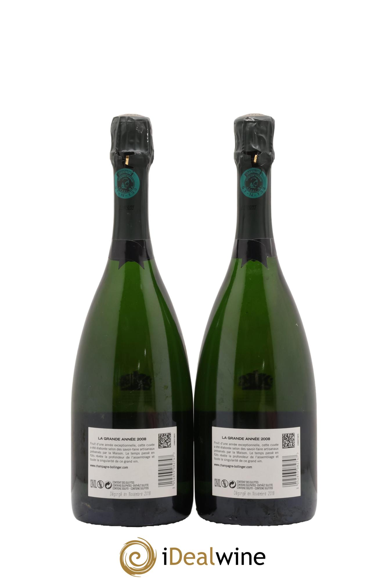 La Grande Année Brut Bollinger 2008 - Lote de 2 botellas - 1