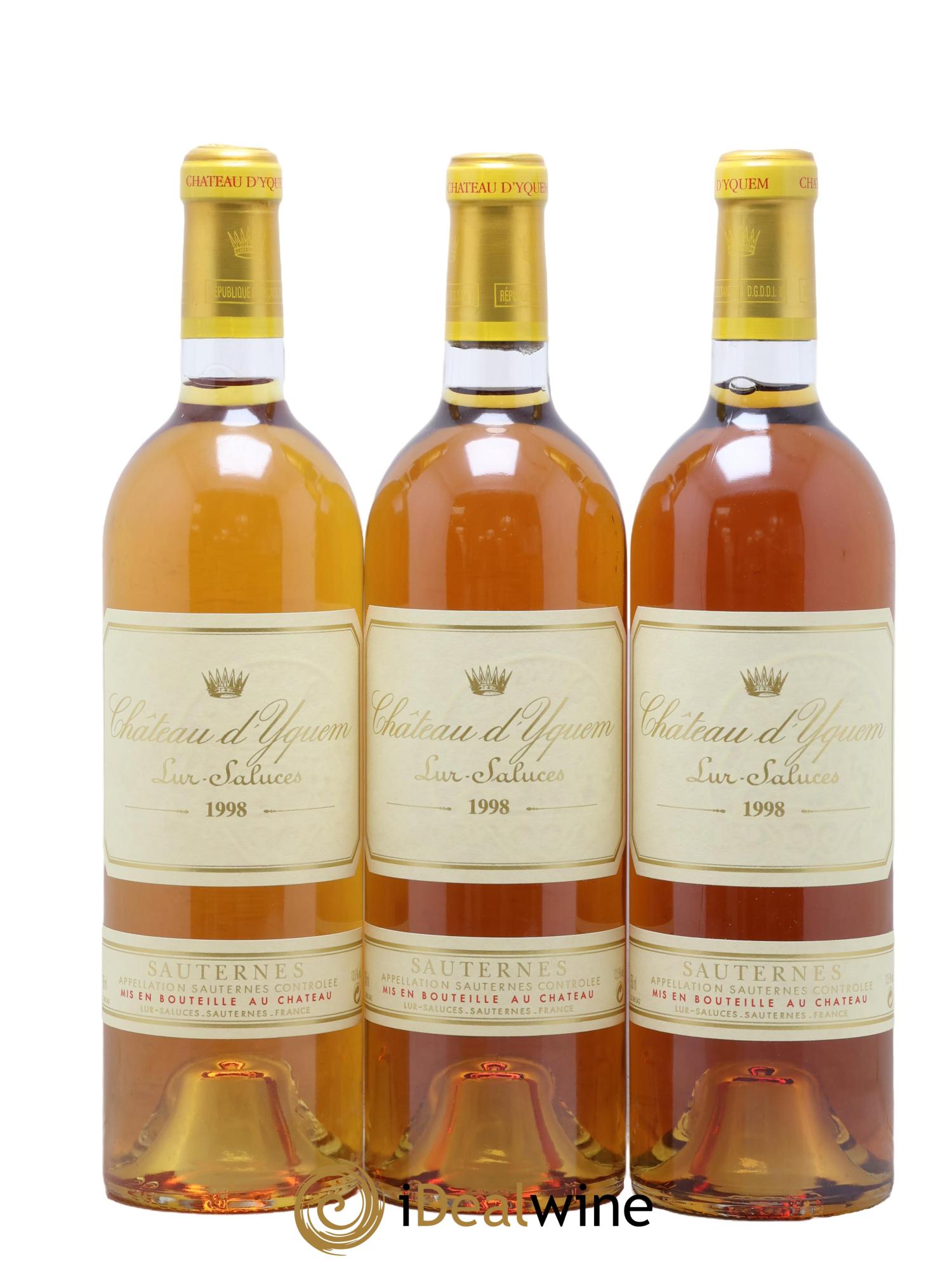 Château d' Yquem 1er Cru Classé Supérieur 1998 - Posten von 3 Flaschen - 0
