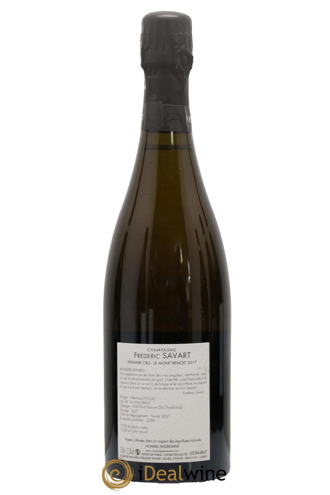 Le Mont Benoit 1er Cru Extra-Brut Vieille Vigne Savart 2017 - Posten von 1 Flasche - 1