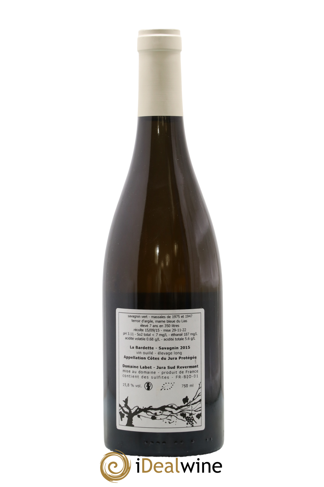 Côtes du Jura Savagnin La Bardette Elevage Long Romain - Julien - Charline Labet 2015 - Posten von 1 Flasche - 1
