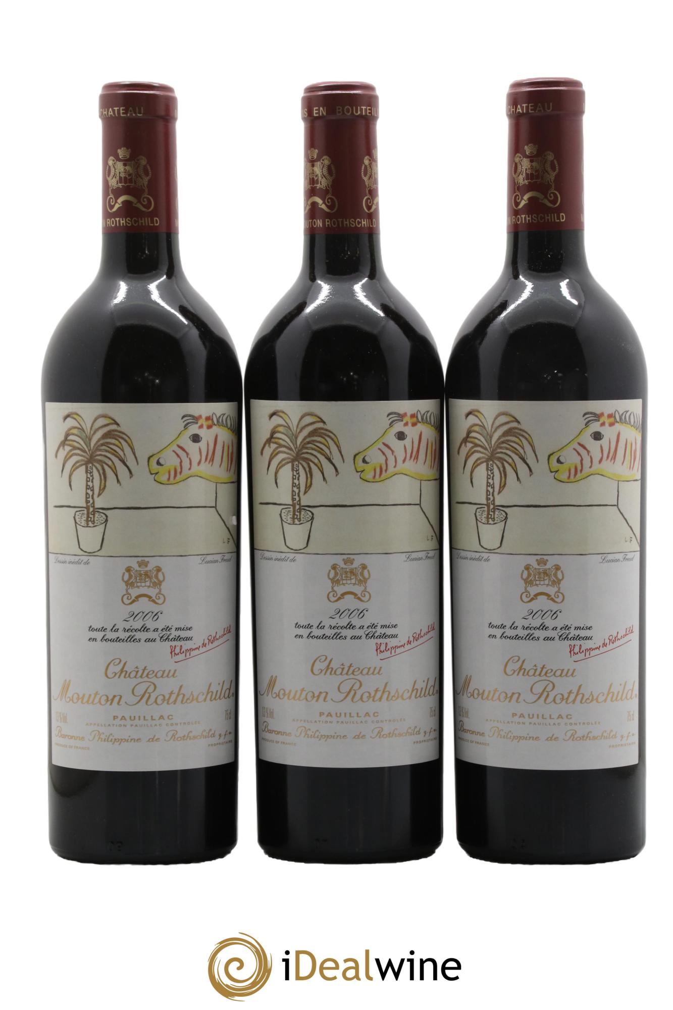 Château Mouton Rothschild 1er Grand Cru Classé 2006 - Lot de 3 bouteilles - 0