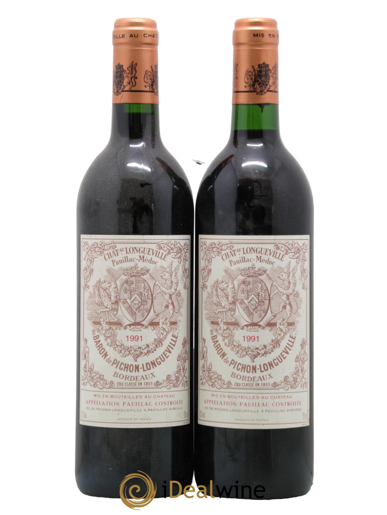 Pichon Longueville Baron 2ème Grand Cru Classé 1991 - Lot de 2 bouteilles - 0