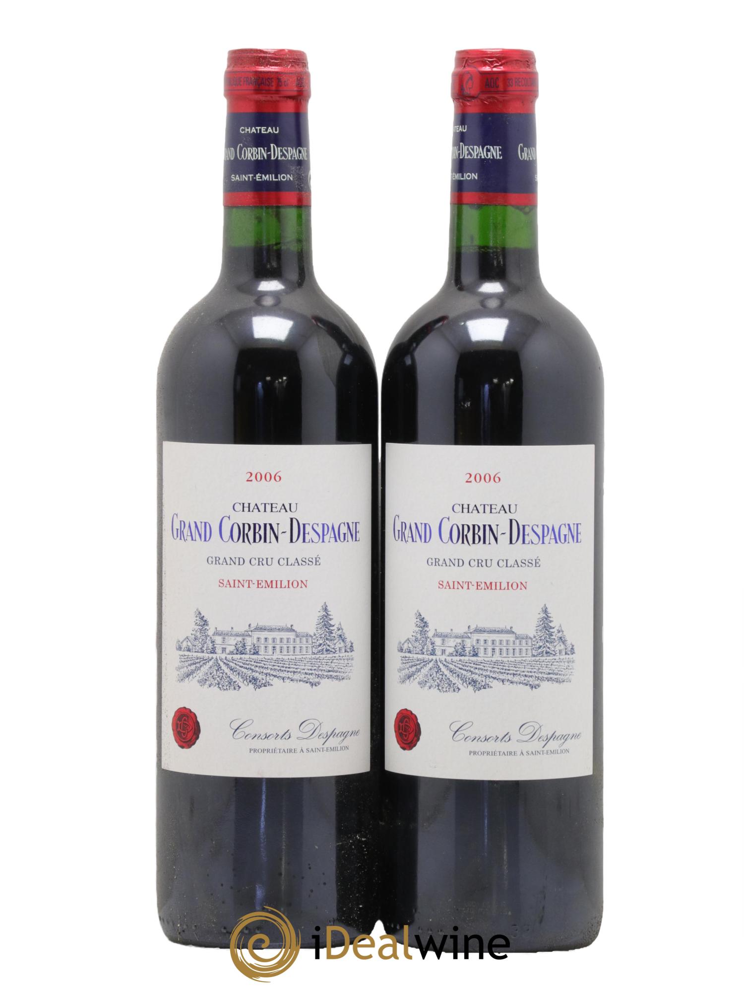 Château Grand Corbin Despagne Grand Cru Classé 2006 - Lot de 2 bouteilles - 0