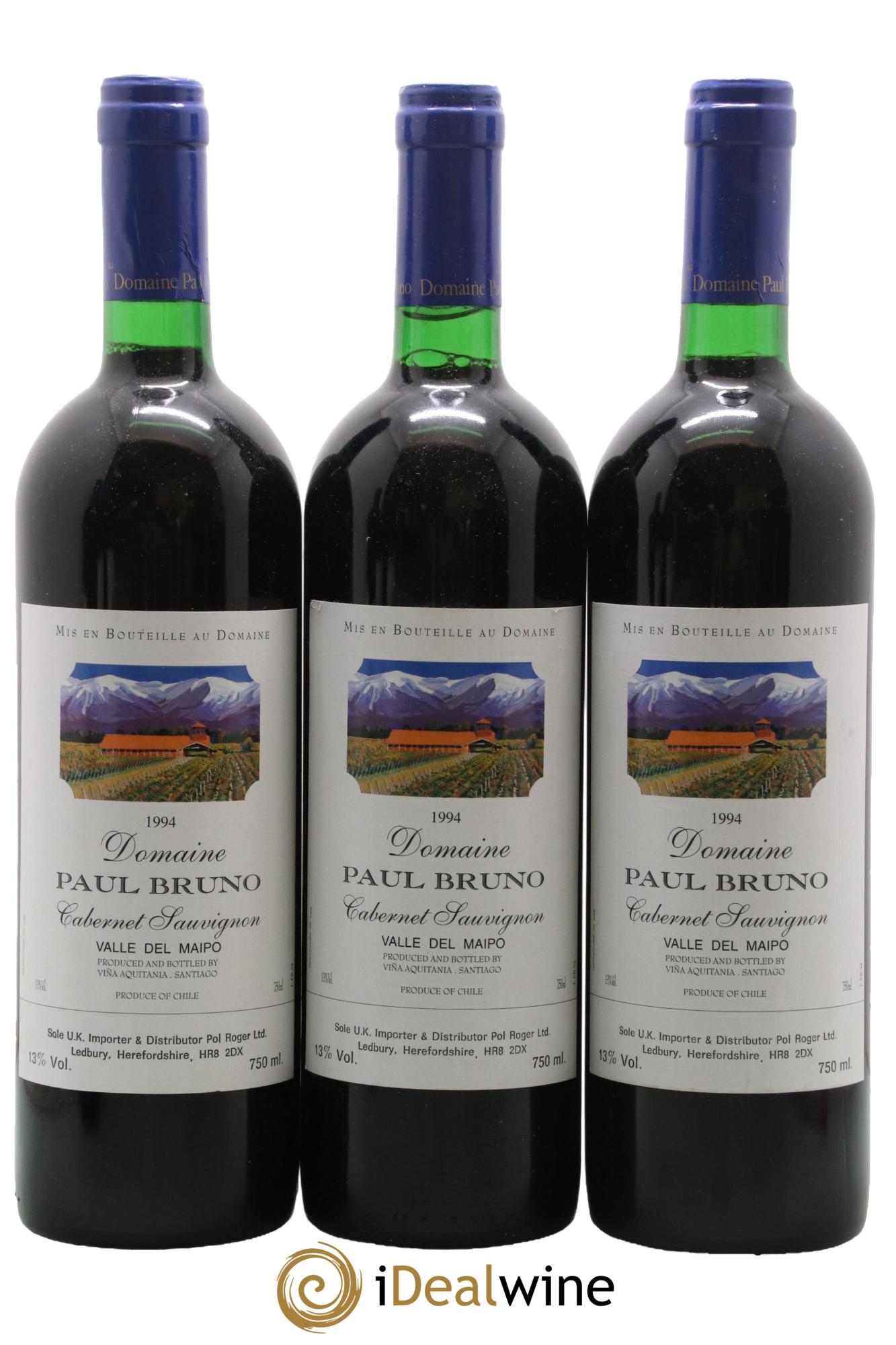 Maipo Domaine Paul Bruno Cabernet Sauvignon 1994 - Lot de 3 bouteilles - 0