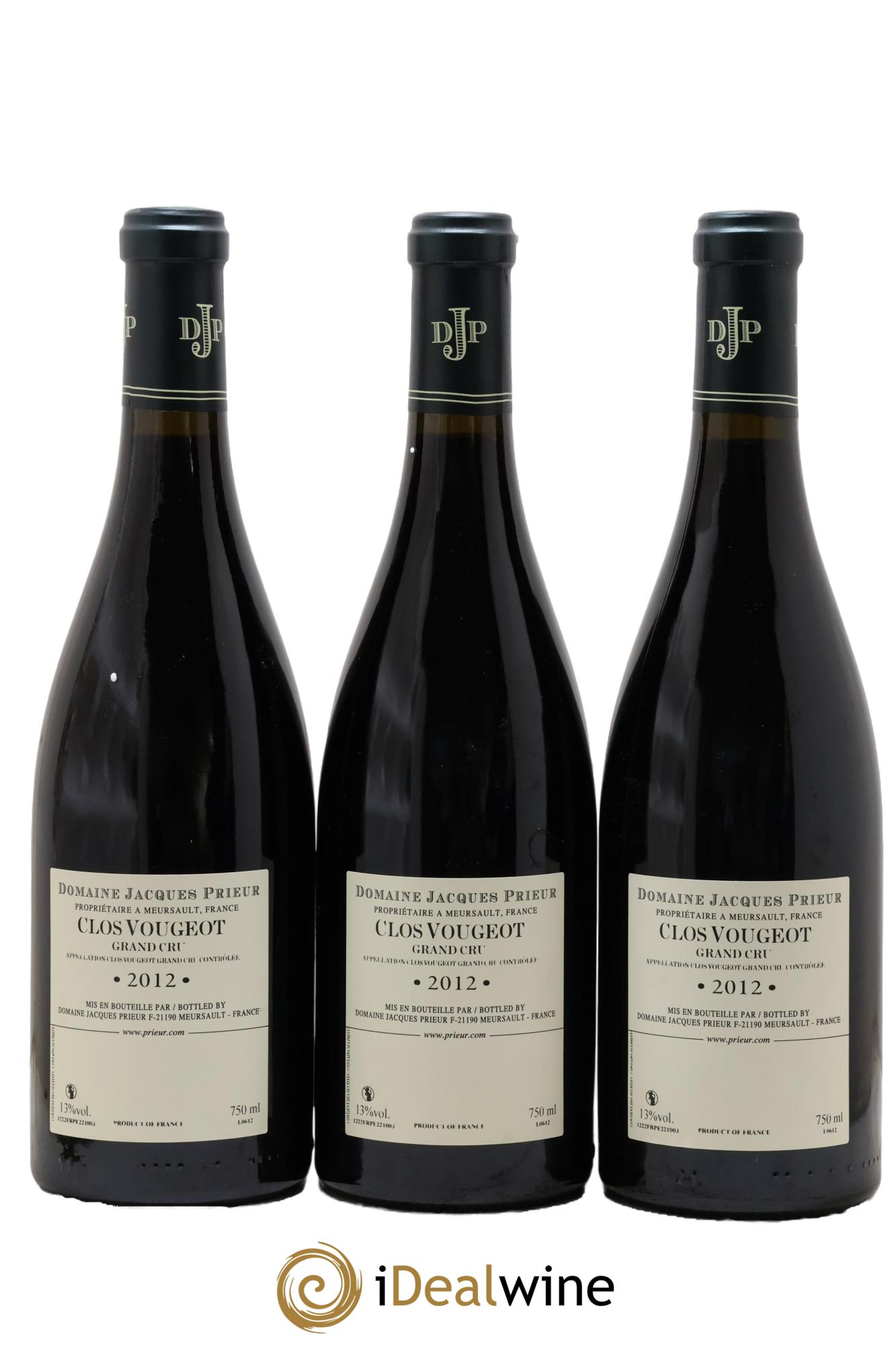 Clos de Vougeot Grand Cru Jacques Prieur (Domaine) 2012 - Lot of 3 bottles - 1