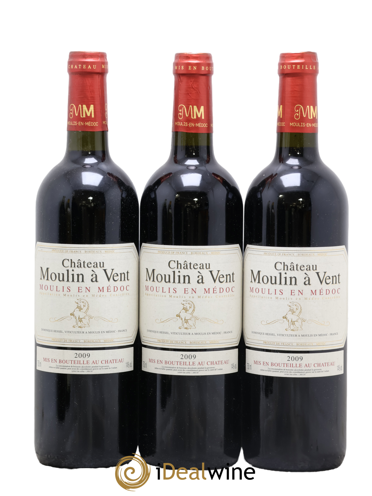 Château Moulin à Vent Cru Bourgeois 2009 - Lot de 3 bouteilles - 0