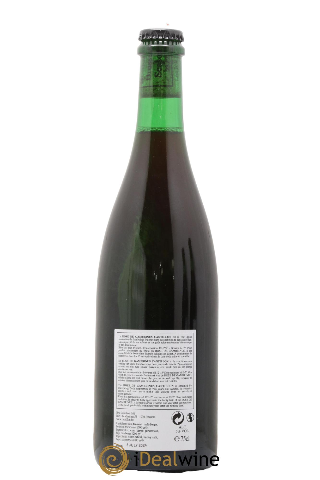 Bière Rosé de Gambrinus Lambic Cantillon embouteillé en 2024 - Lot de 1 bouteille - 1