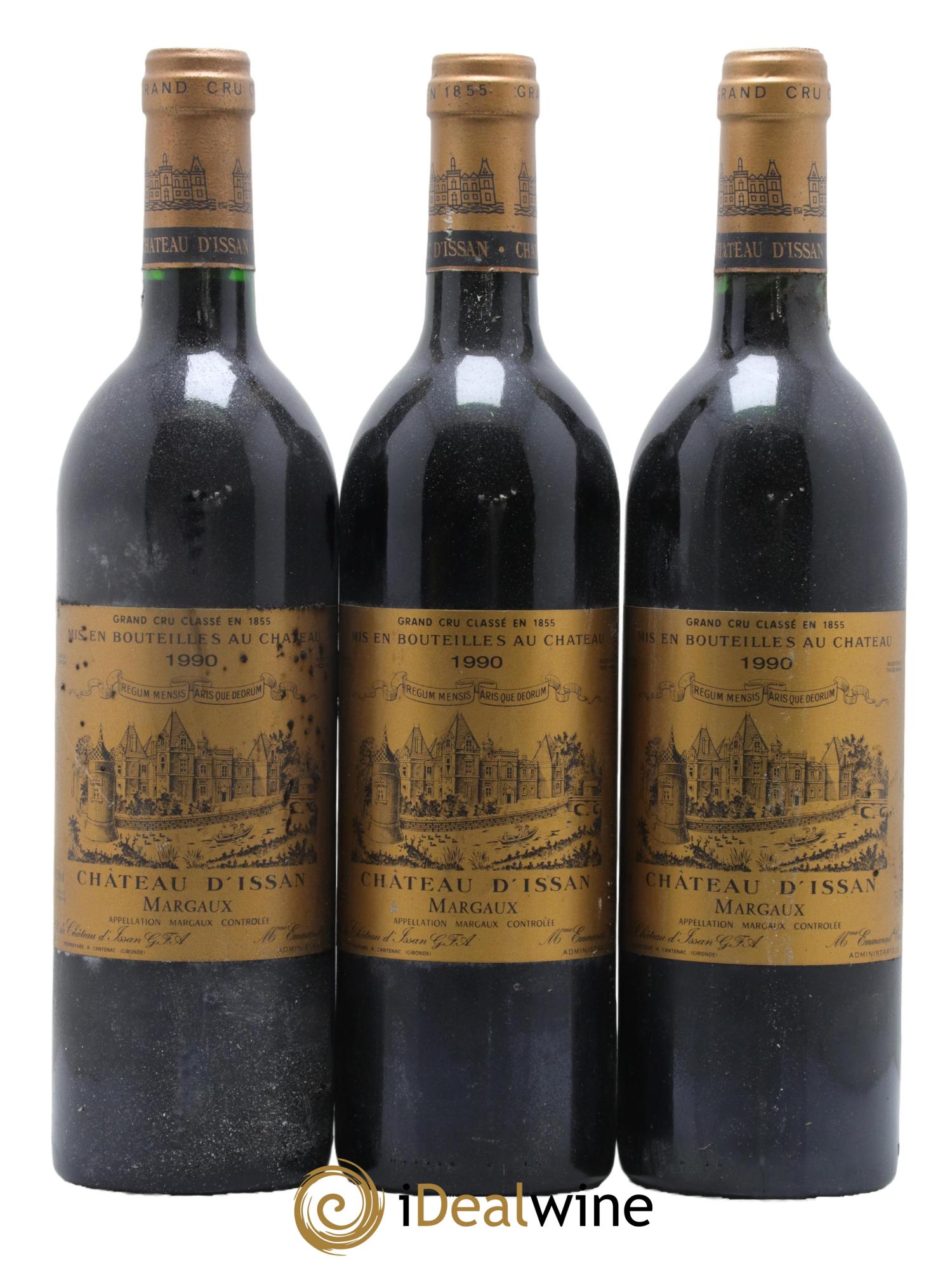 Château d'Issan 3ème Grand Cru Classé 1990 - Lot de 3 bouteilles - 0