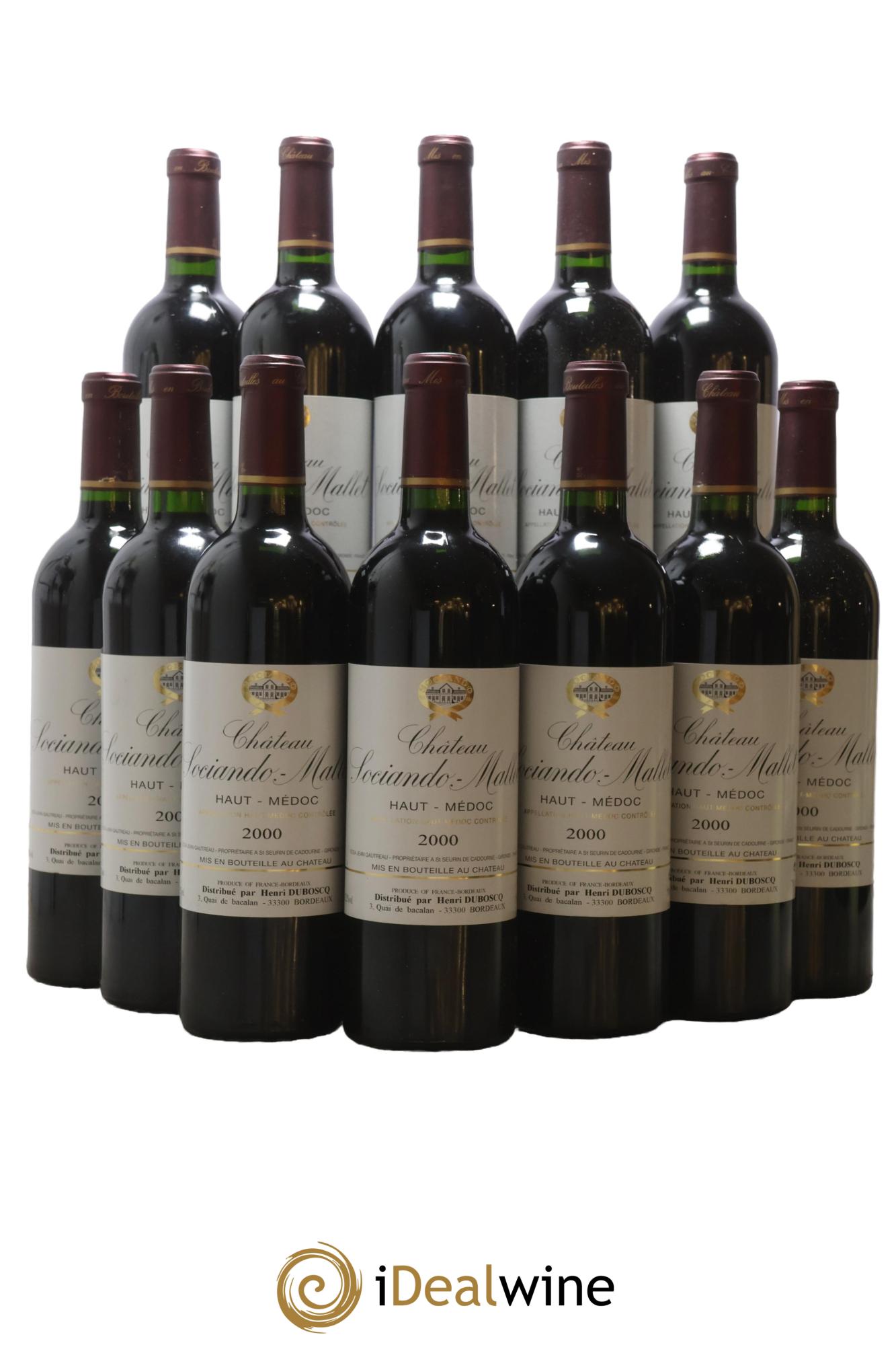 Château Sociando Mallet 2000 - Lot de 12 bouteilles - 0
