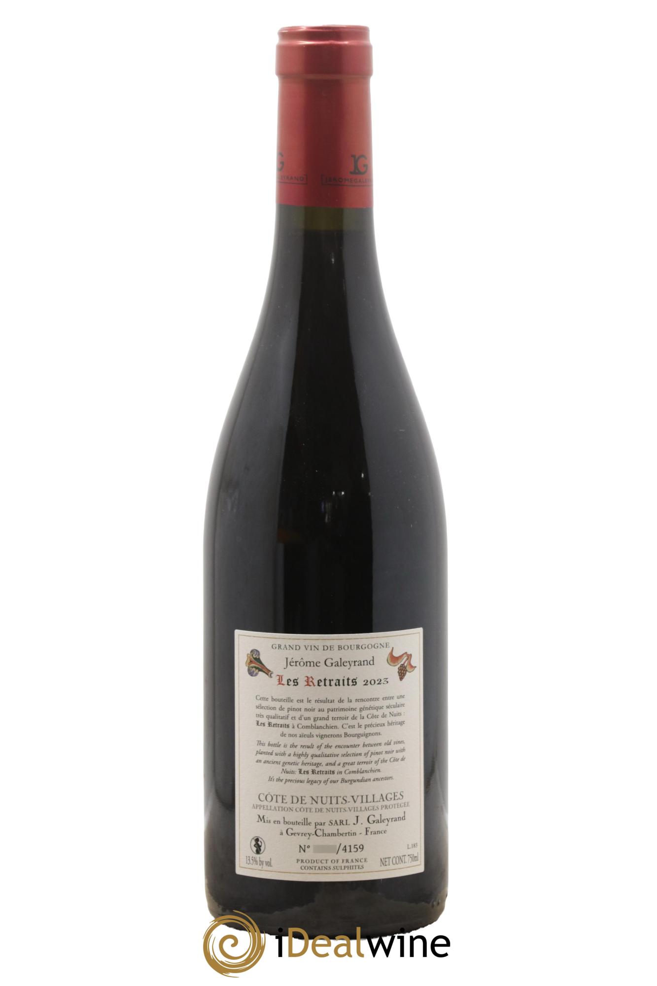 Côte de Nuits-Villages Les Retraits Jérôme Galeyrand 2023 - Lot of 1 bottle - 1