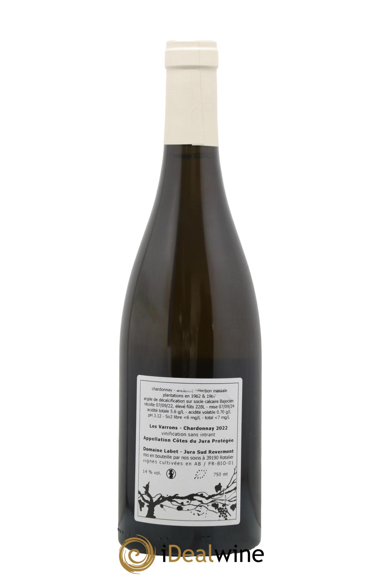 Côtes du Jura Chardonnay Les Varrons Romain - Julien - Charline Labet 2022 - Lot de 1 bouteille - 1