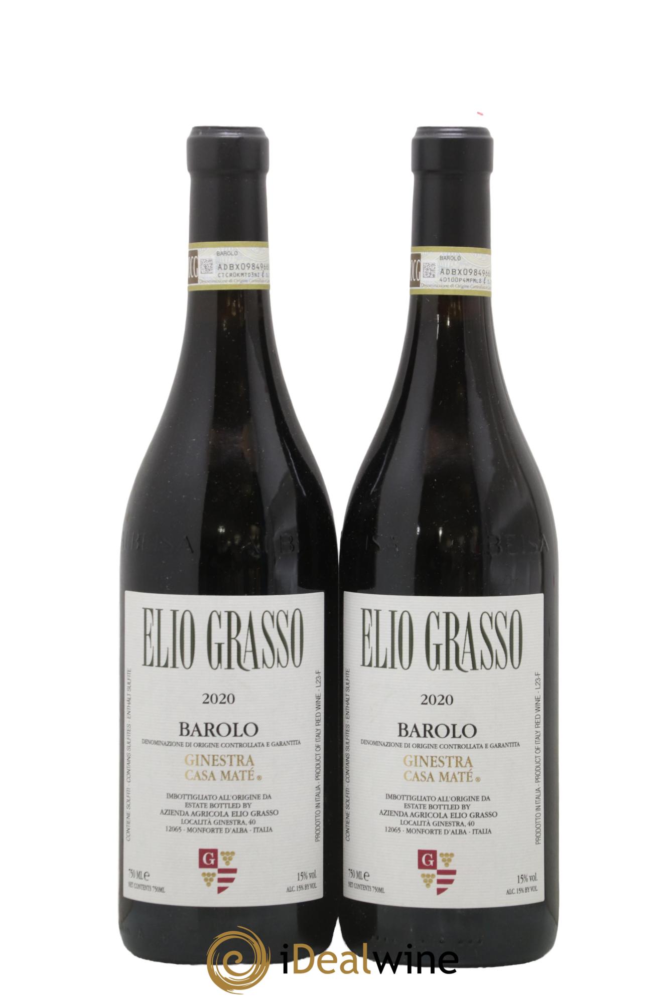 Barolo DOCG Ginestra Casa Maté Elio Grasso 2020 - Lot de 2 bouteilles - 0