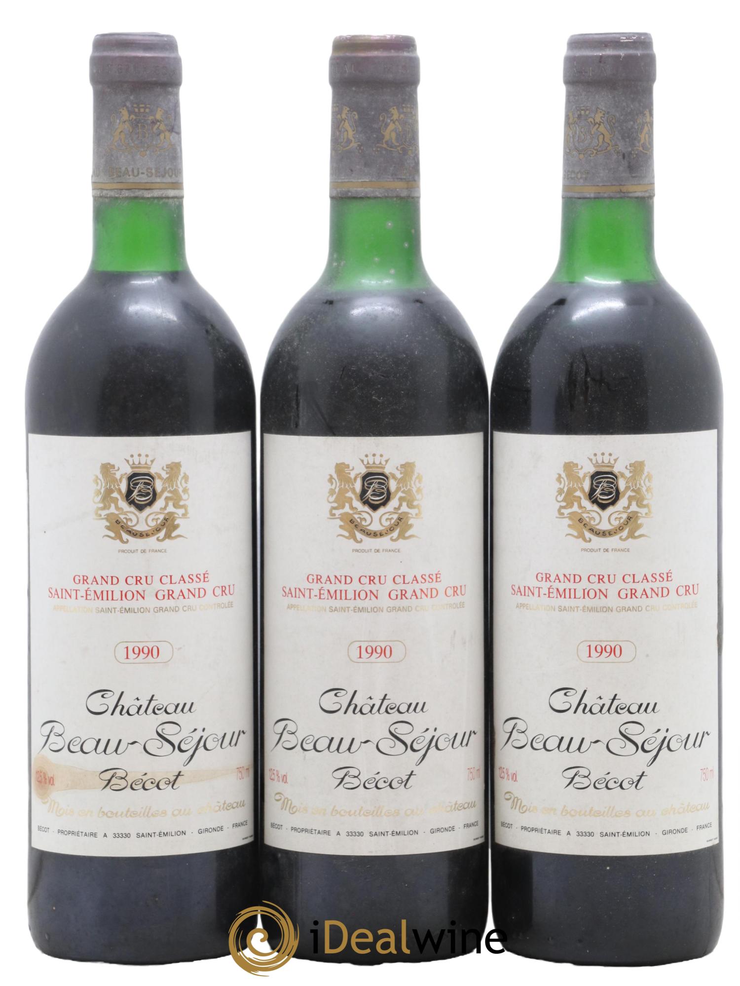 Château Beau-Séjour Bécot 1er Grand Cru Classé B 1990 - Posten von 3 Flaschen - 0