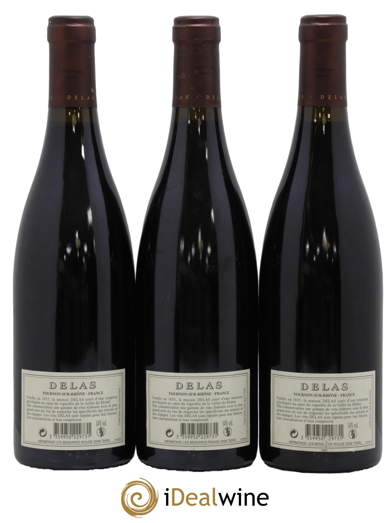 Hermitage Les Bessards Delas Frères 2009 - Lot of 3 bottles - 1