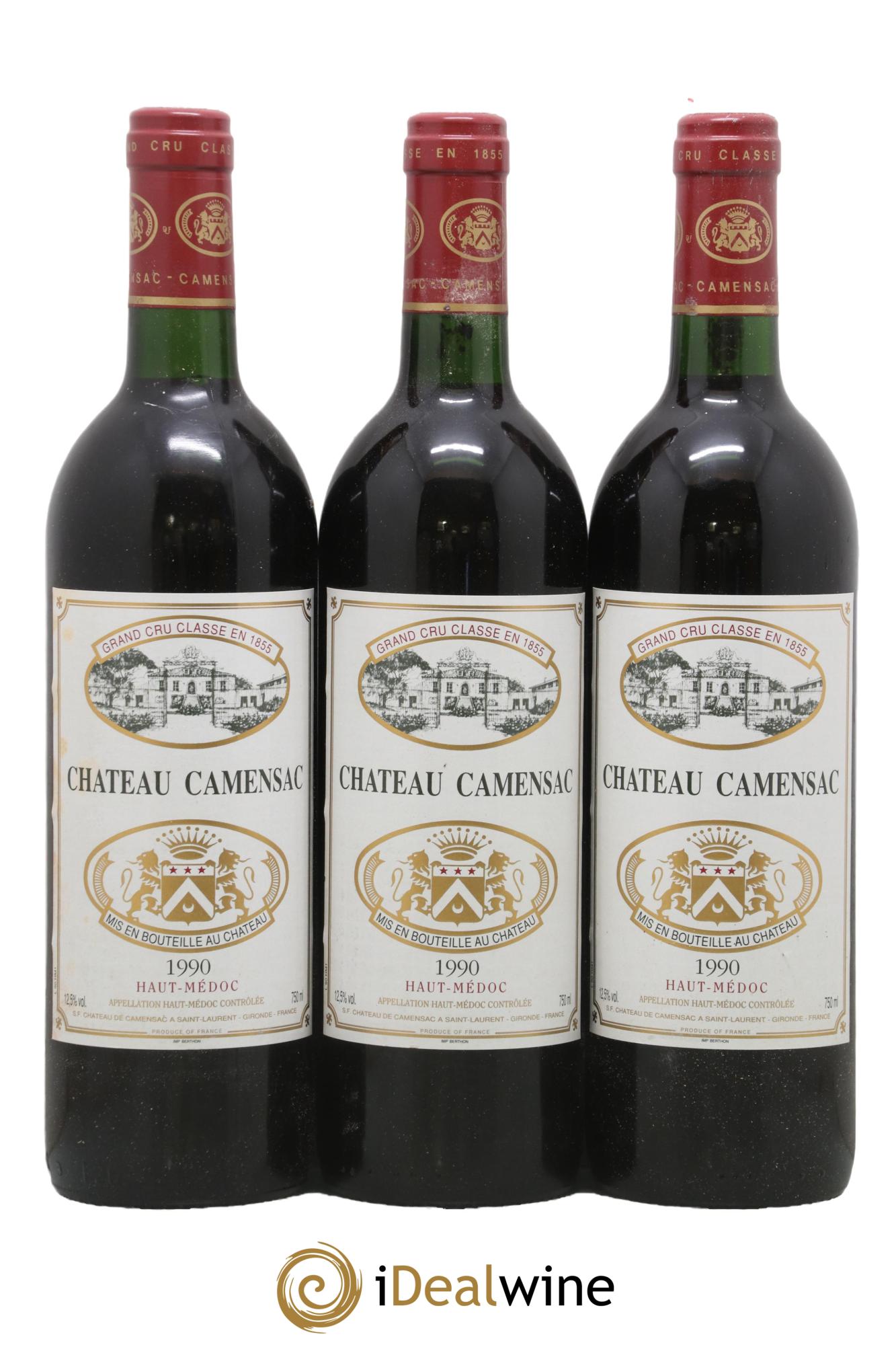 Château Camensac 5ème Grand Cru Classé 1990 - Lot of 3 bottles - 0