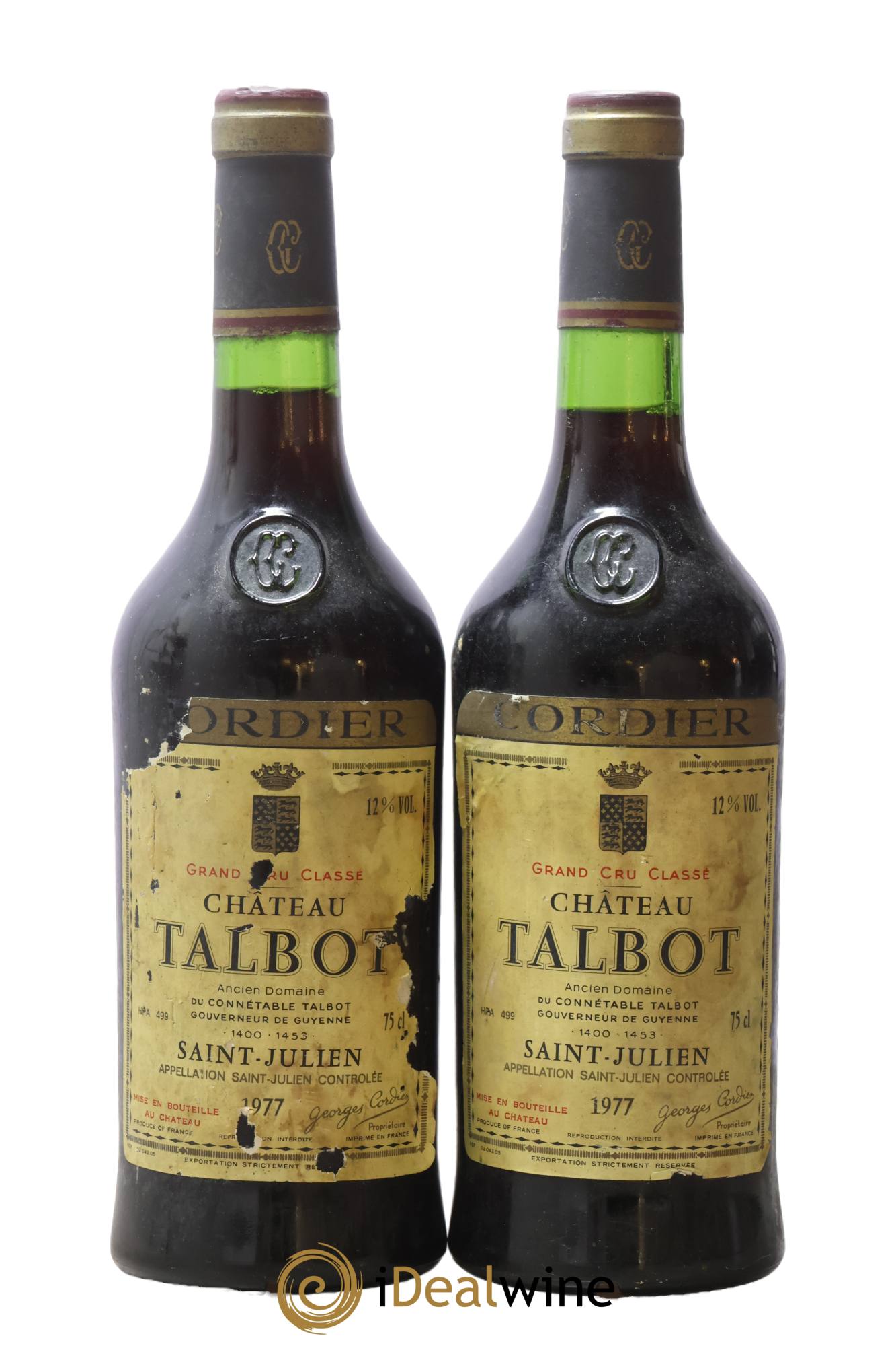 Château Talbot 4ème Grand Cru Classé 1977 - Lot of 2 bottles - 0