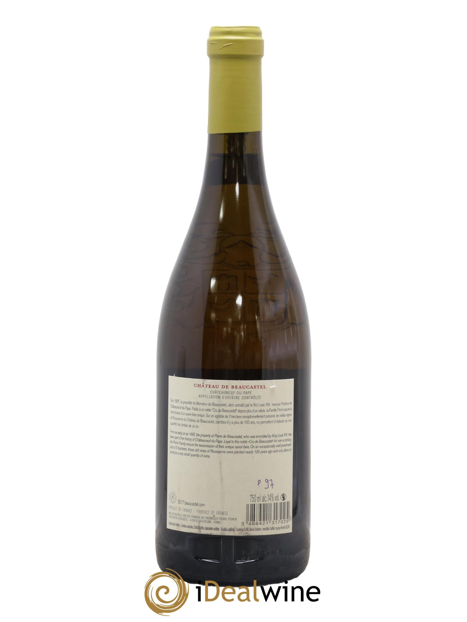 Châteauneuf-du-Pape Château de Beaucastel Vieilles vignes Roussanne Famille Perrin 2017 - Lot de 1 bouteille - 1