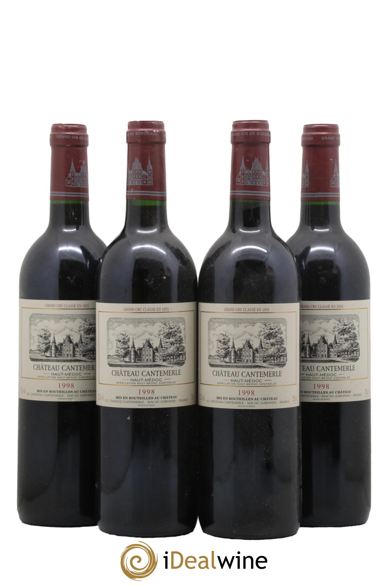 Château Cantemerle 5ème Grand Cru Classé 1998 - Lot of 4 bottles - 0