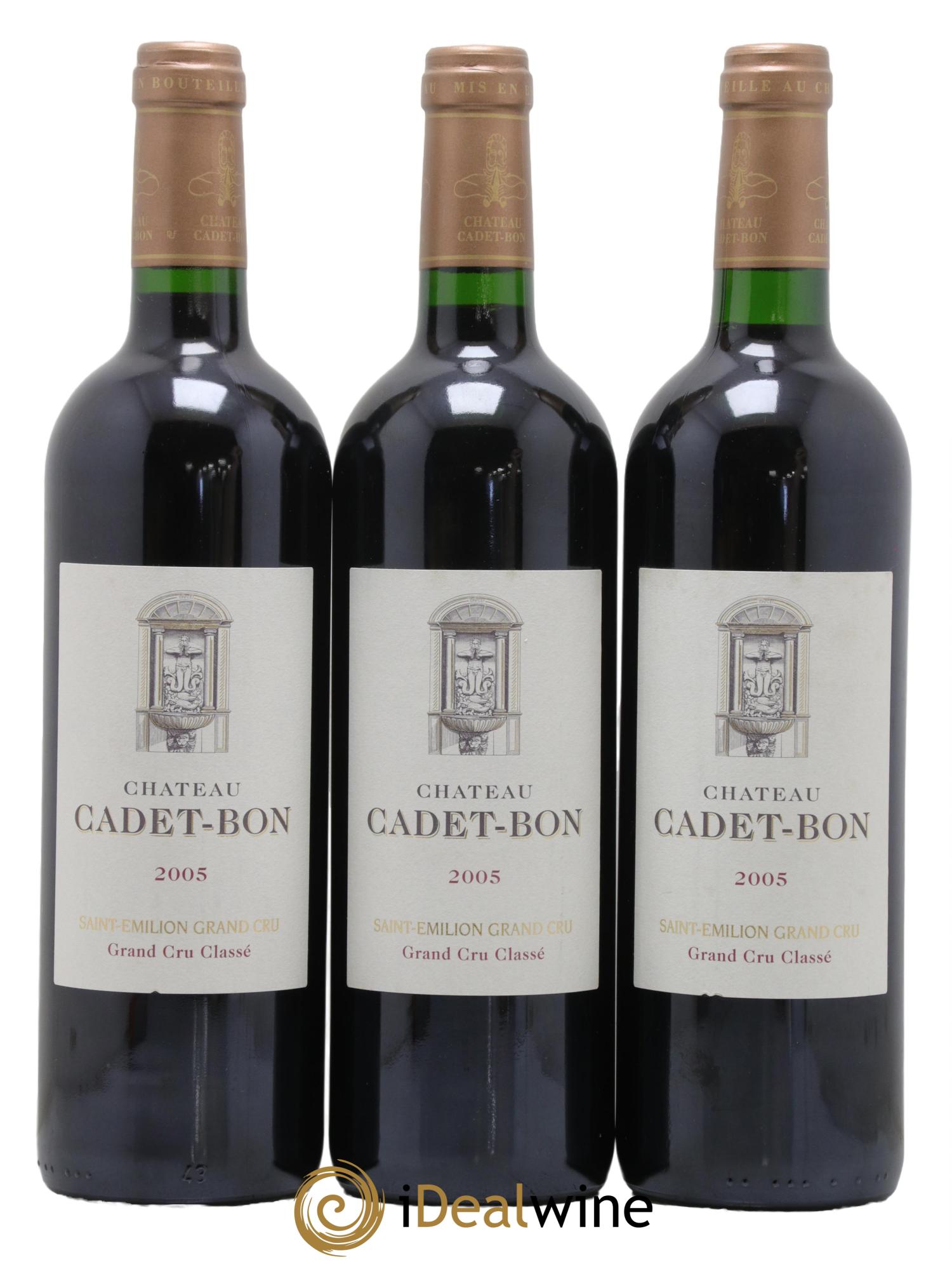Château Cadet Bon Grand Cru Classé 2005 - Lot de 3 bouteilles - 0