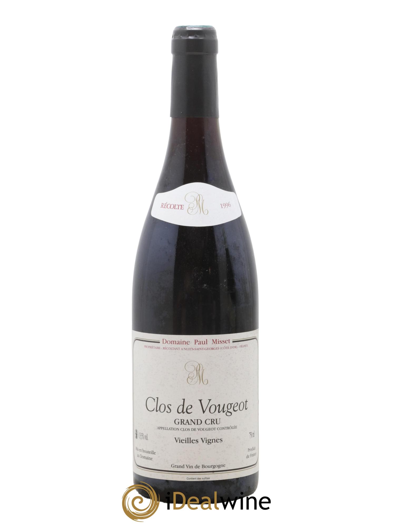 Clos de Vougeot Grand Cru Vieilles Vignes Domaine Paul Misset 1996 - Lot de 1 bouteille - 0