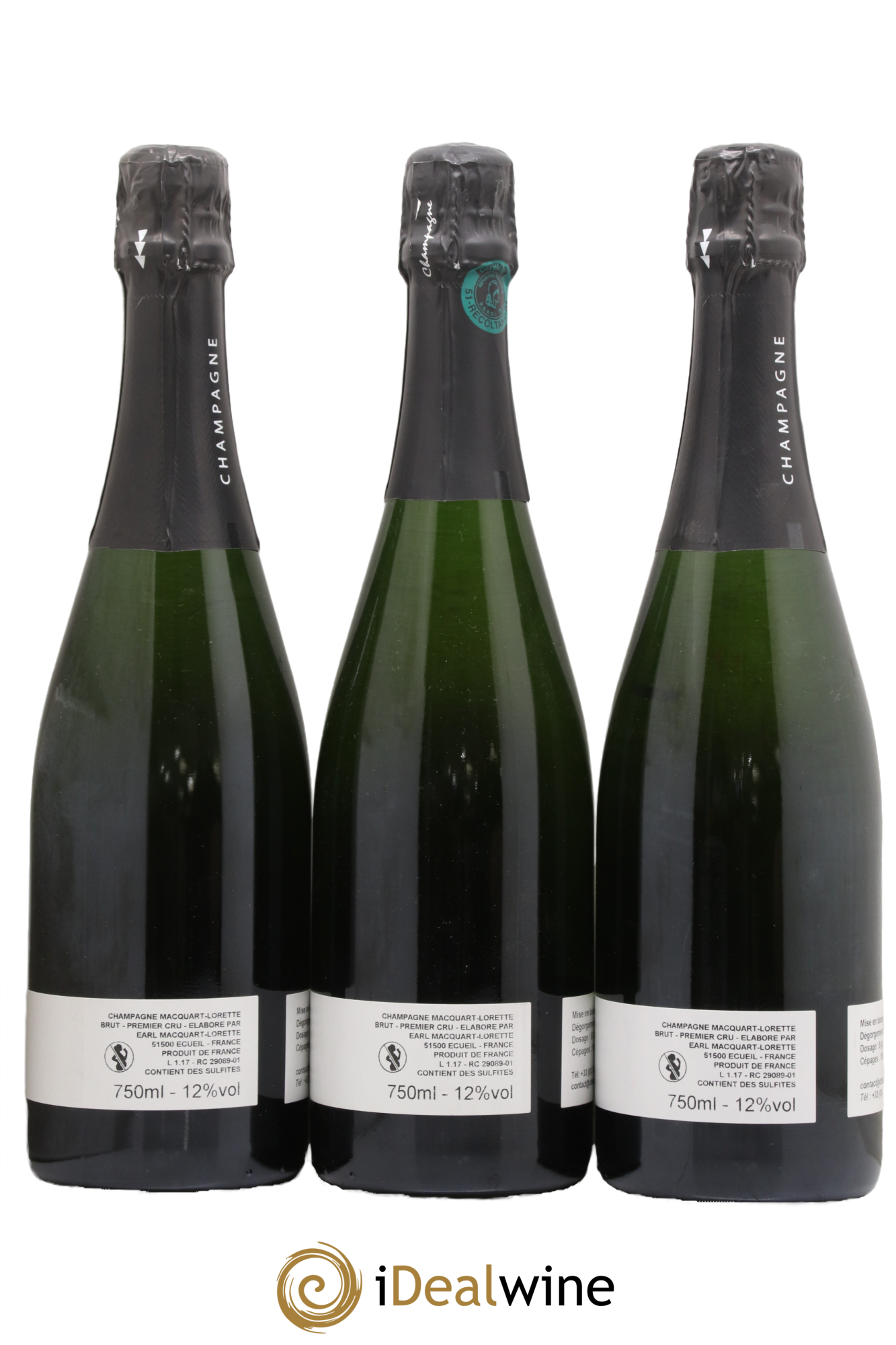 Champagne Brut Premier Cru Maison Macquart-Lorette - Lot of 3 bottles - 1