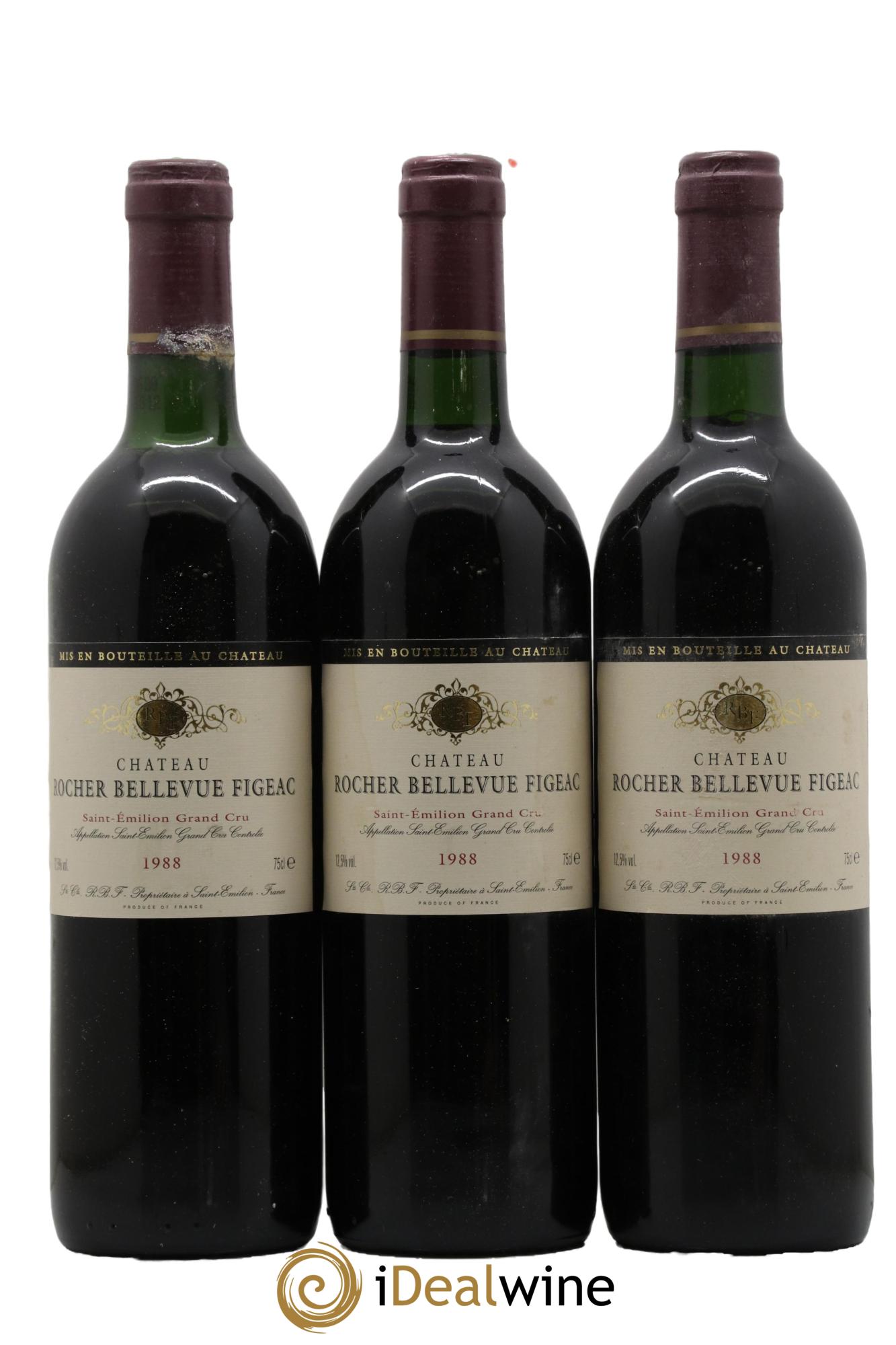 Château Rocher Bellevue Figeac 1988 - Lot de 3 bouteilles - 0