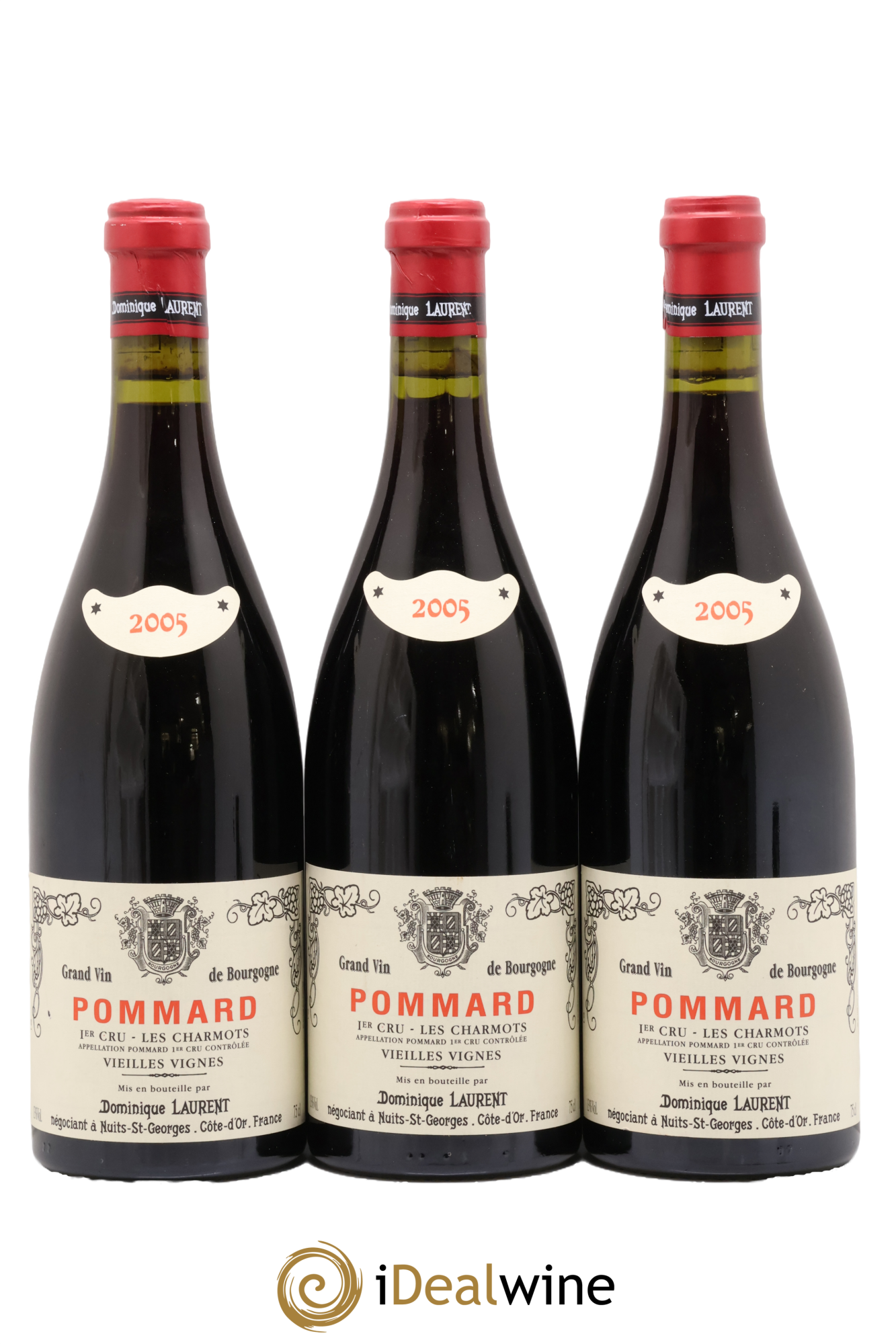 Pommard 1er Cru Les Charmots Vieilles Vignes Dominique Laurent 2005 - Lot de 3 bouteilles - 0