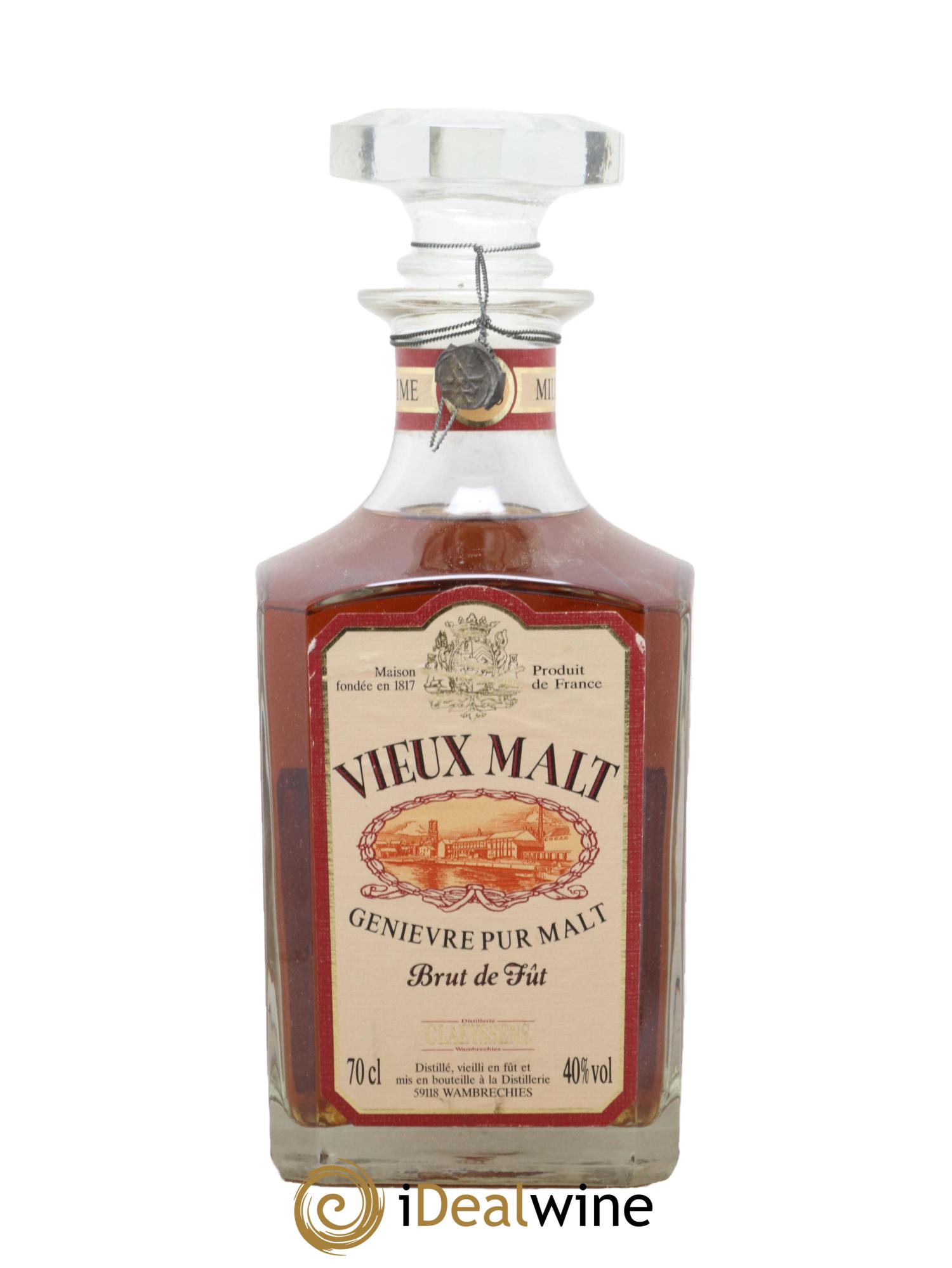 Alcools divers Vieux Malt Genievre Distillerie Claeyssens 1998 - Lot de 1 bouteille - 0