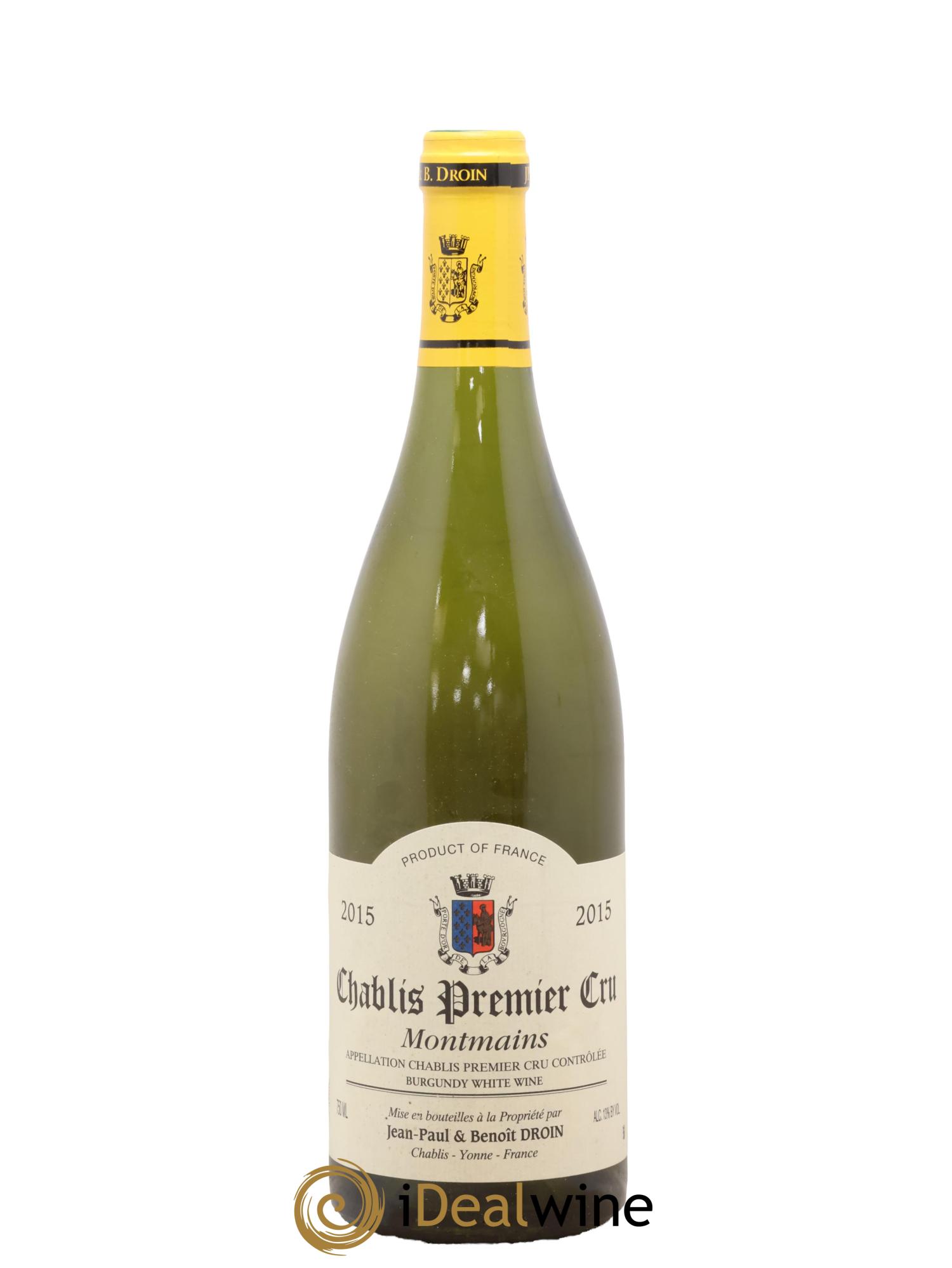 Chablis 1er Cru Montmains Jean-Paul & Benoît Droin (Domaine) 2015 - Lot de 1 bouteille - 0