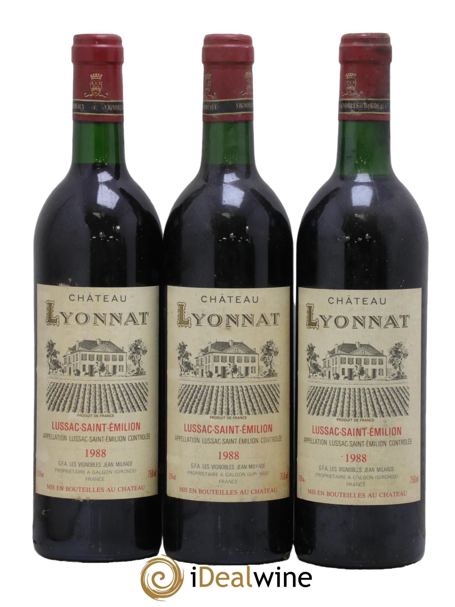 Château Lyonnat 1988 - Lot of 3 bottles - 0