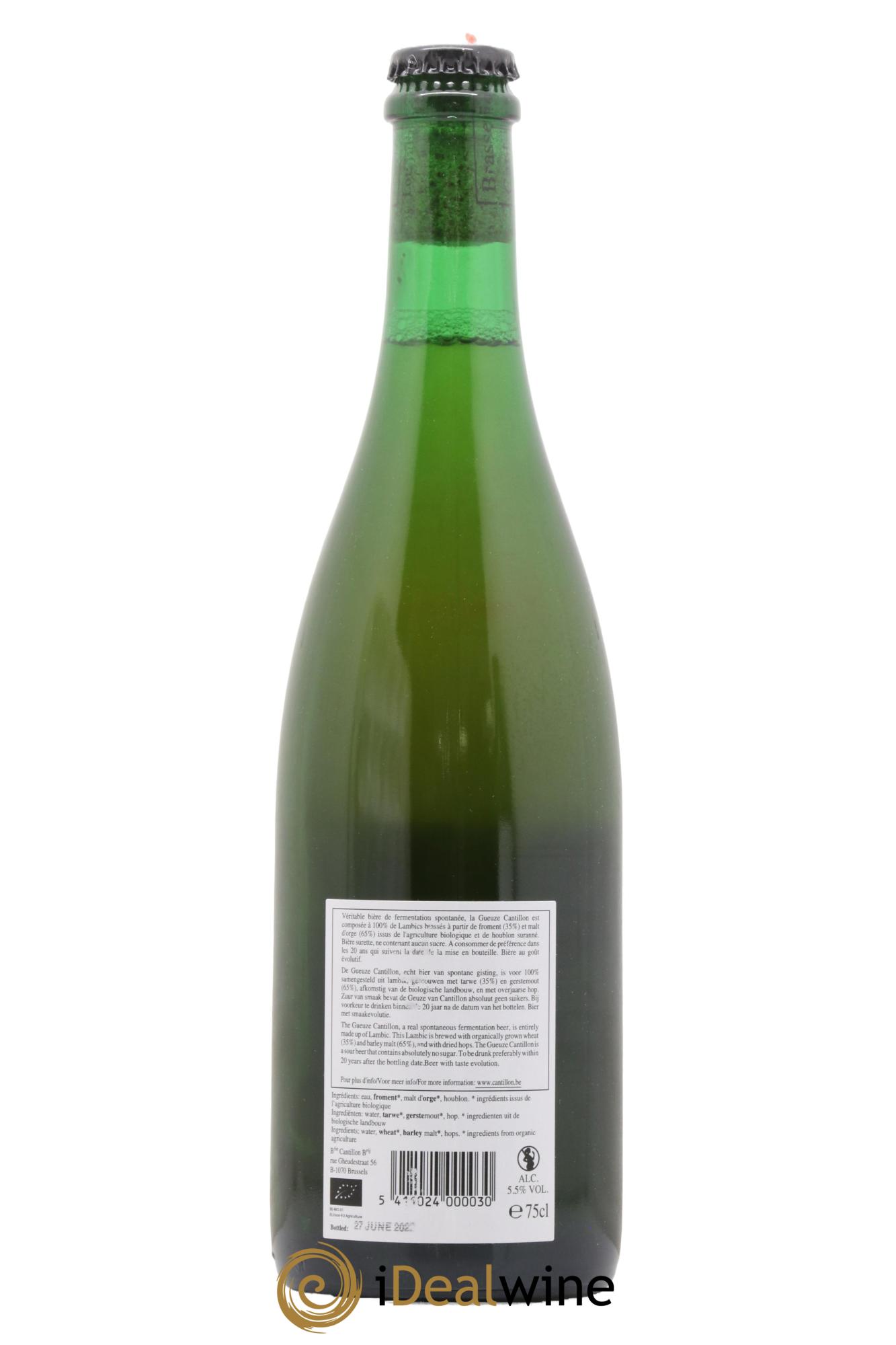 Bière Lambic Bio New Label Gueuze Cantillon embouteillé en 2022 - Lot de 1 bouteille - 1
