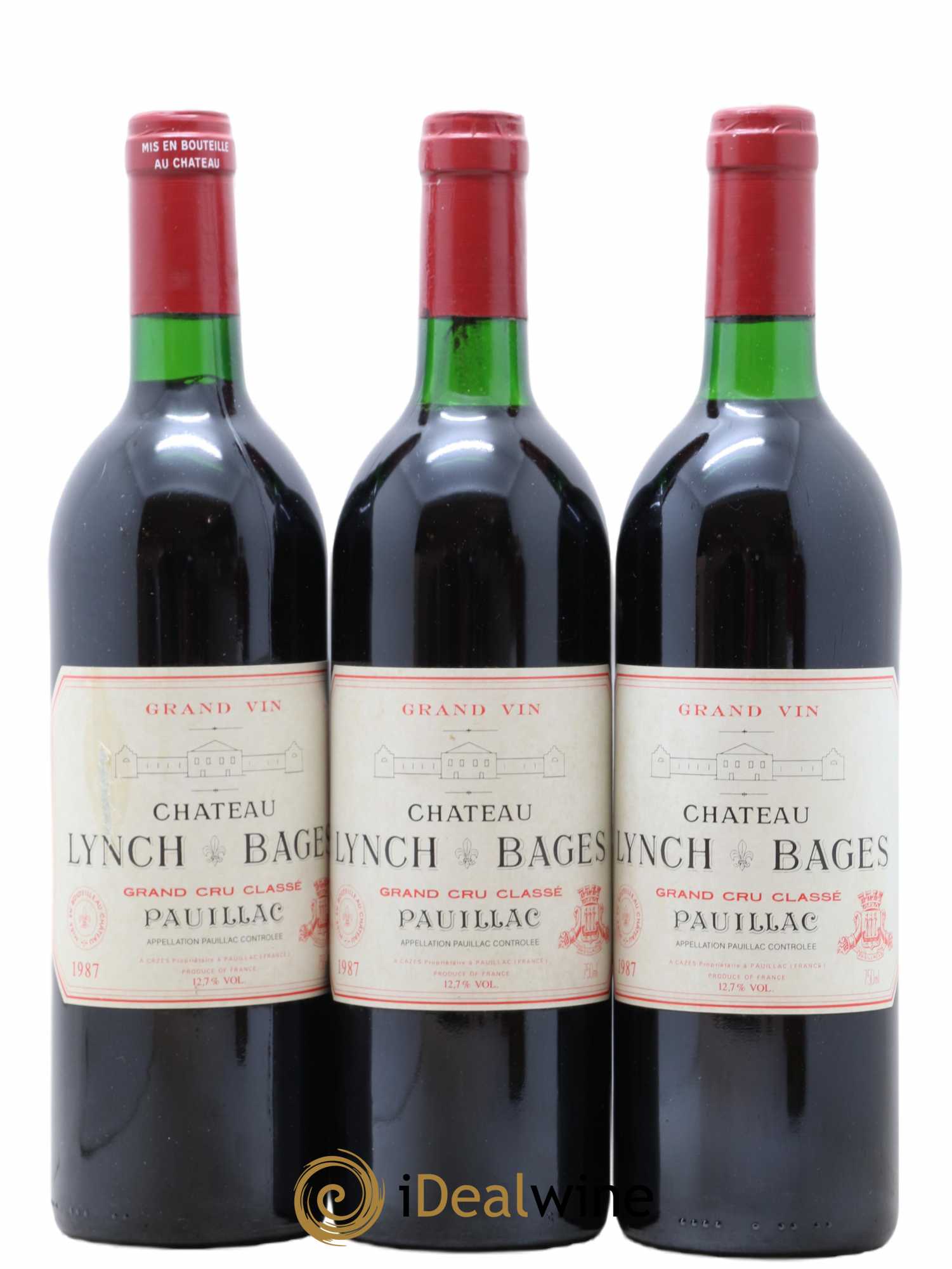 Château Lynch Bages 5ème Grand Cru Classé 1987 - Lot de 3 bouteilles - 0