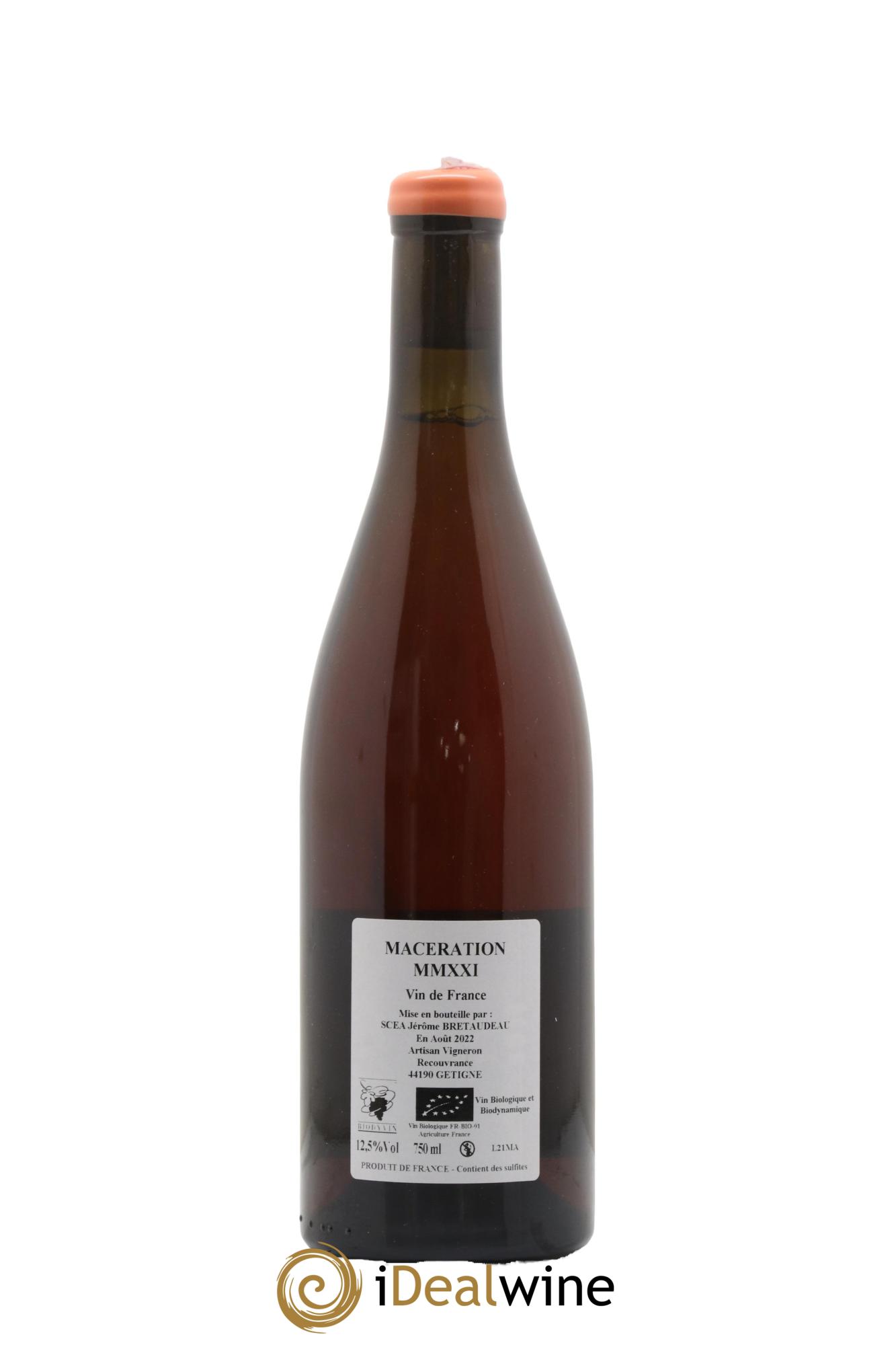 Vin de France Macération Jérôme Bretaudeau - Domaine de Bellevue 2021 - Lot de 1 bouteille - 1