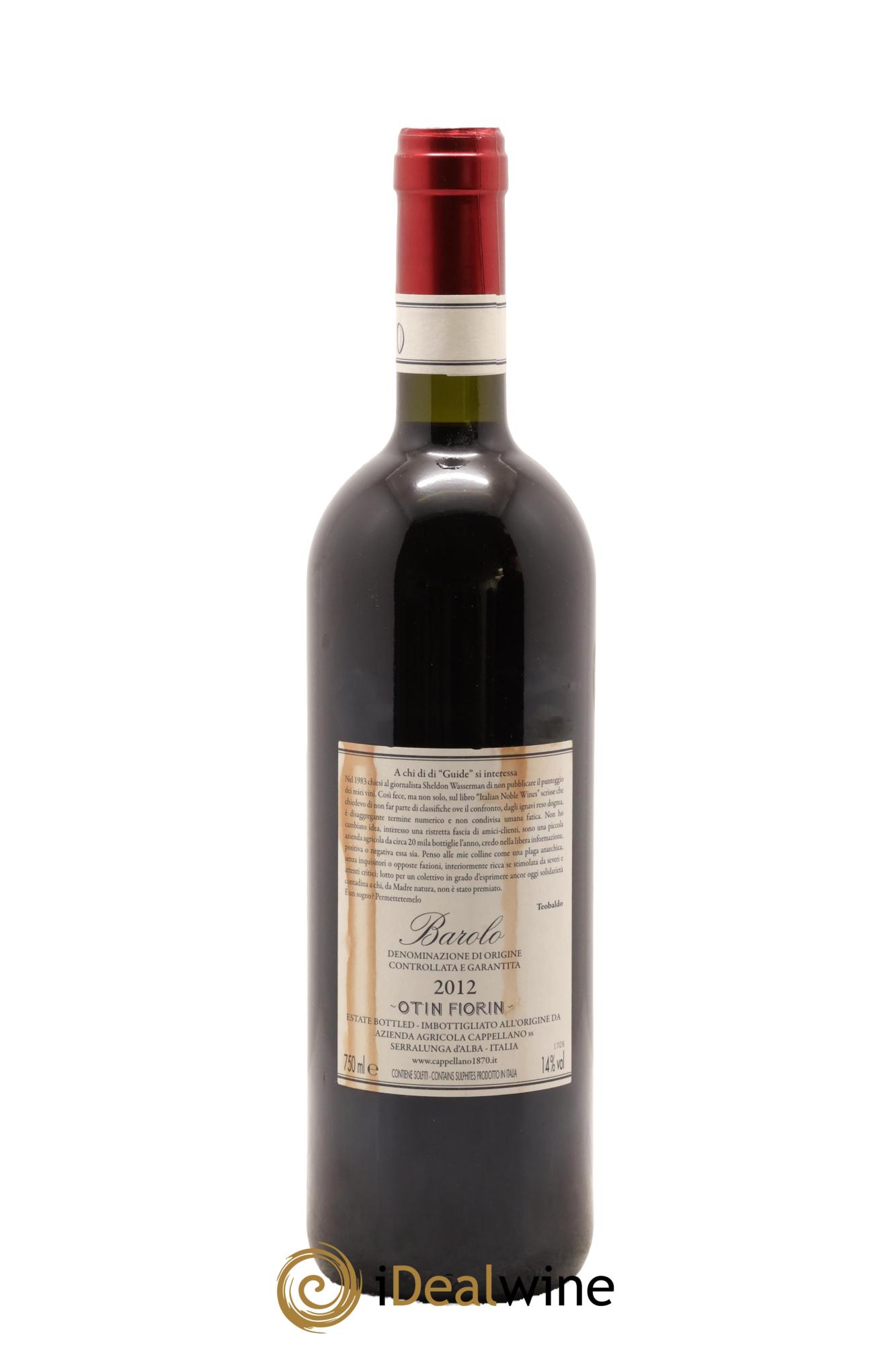Barolo DOCG Pié Franco Cappellano 2012 - Lot de 1 bouteille - 1