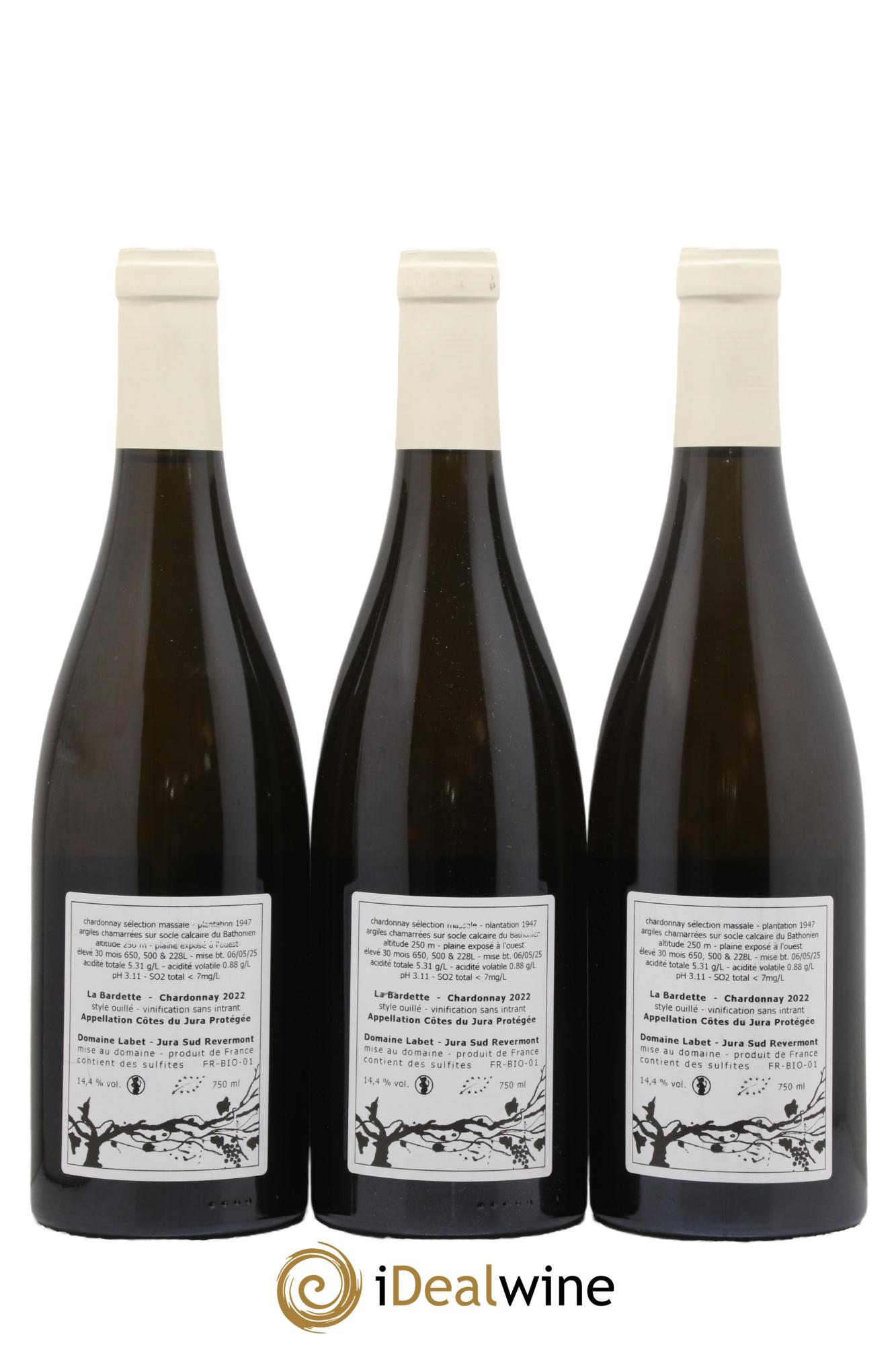 Côtes du Jura Chardonnay La Bardette Romain - Julien  - Charline Labet 2022 - Lotto di 3 bottiglie - 1