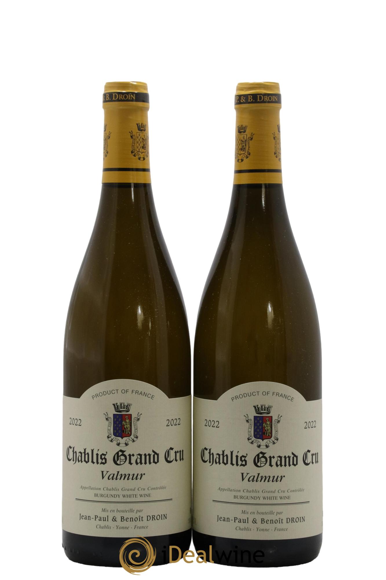 Chablis Grand Cru Valmur Jean-Paul & Benoît Droin (Domaine) 2022 - Lot of 2 bottles - 0
