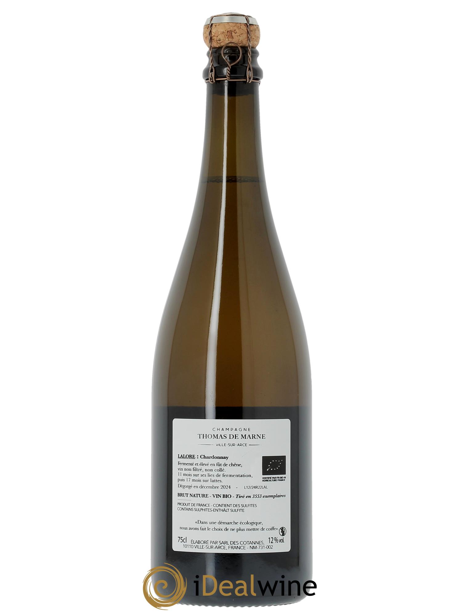 Lalore Blanc de Blancs Brut Nature Thomas de Marne 2022 - Lot de 1 bouteille - 1