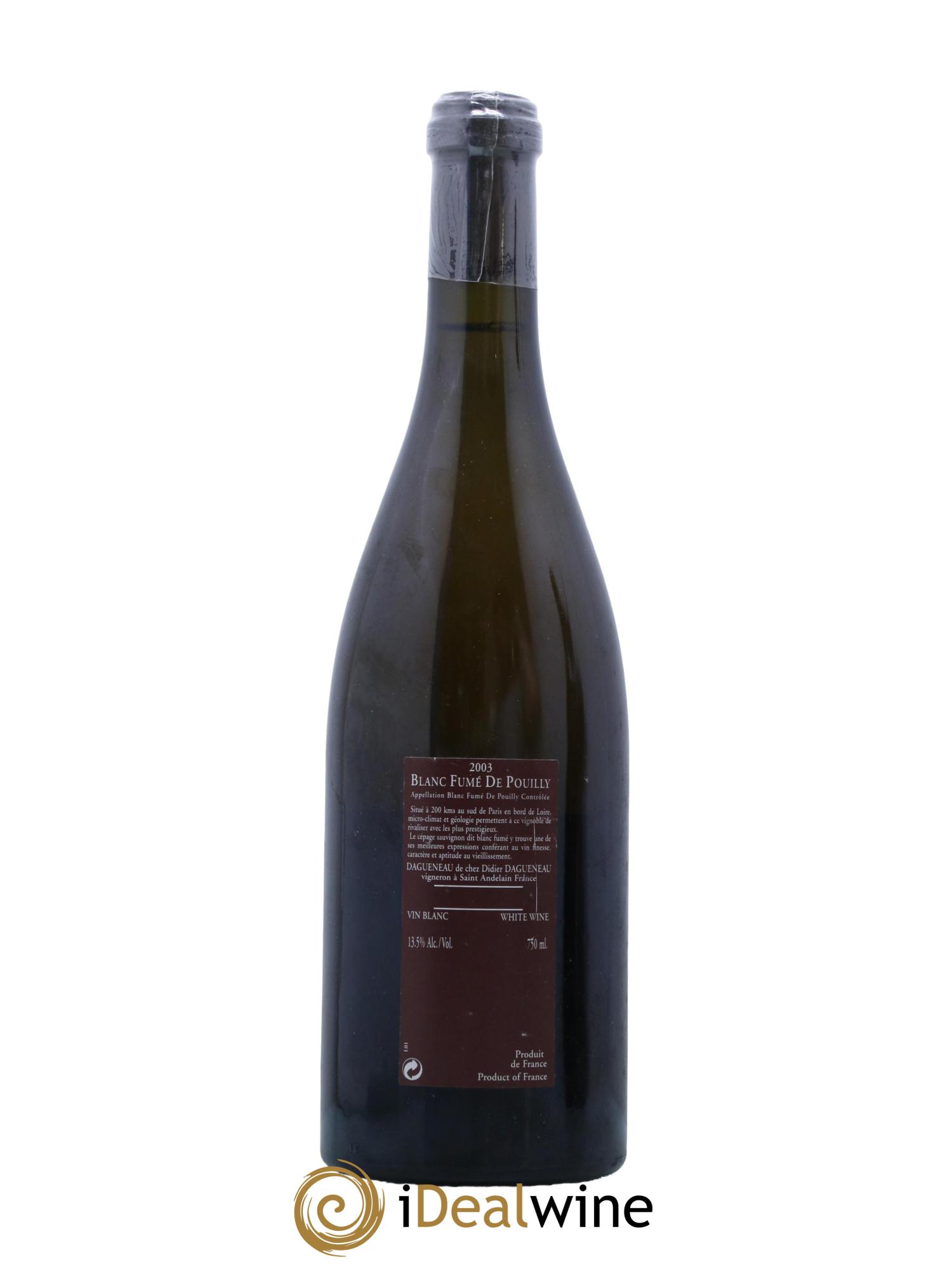 Vin de France (anciennement Pouilly-Fumé) Pur Sang Dagueneau (Domaine Didier - Louis-Benjamin) 2003 - Lot de 1 bouteille - 1