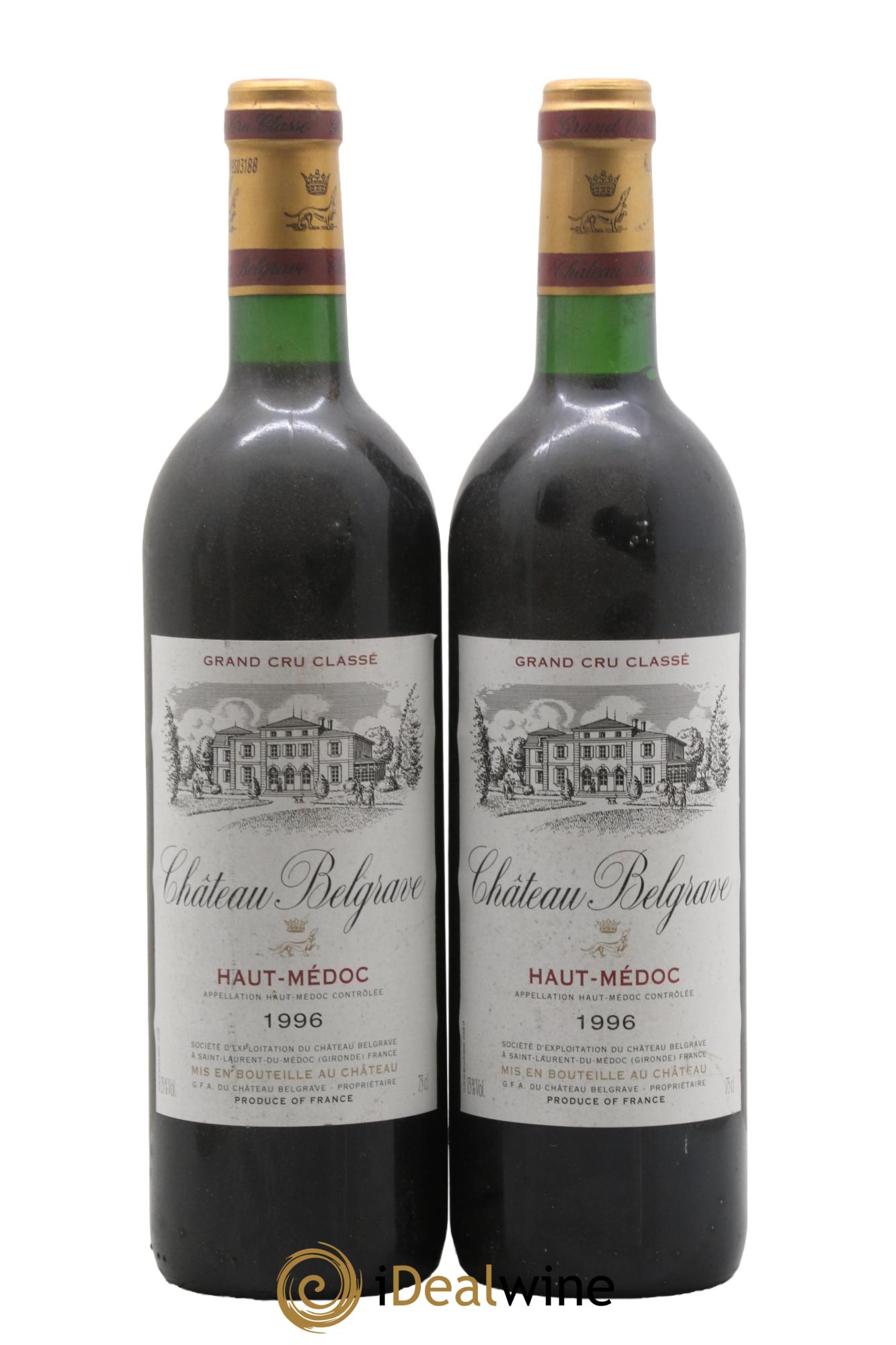 Château Belgrave 5ème Grand Cru Classé 1996 - Posten von 2 Flaschen - 0