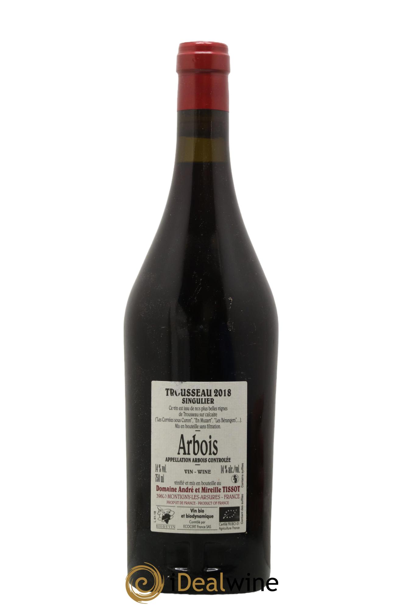 Arbois Trousseau Singulier Bénédicte et Stéphane Tissot 2018 - Lot de 1 bouteille - 1