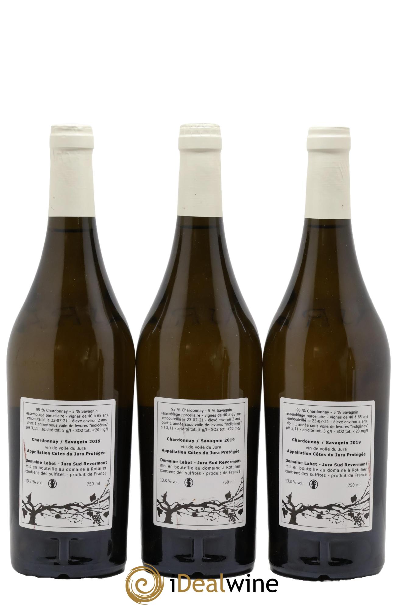 Côtes du Jura Vin de Voile Chardonnay-Savagnin Romain - Julien - Charline Labet 2019 - Lotto di 3 bottiglie - 1