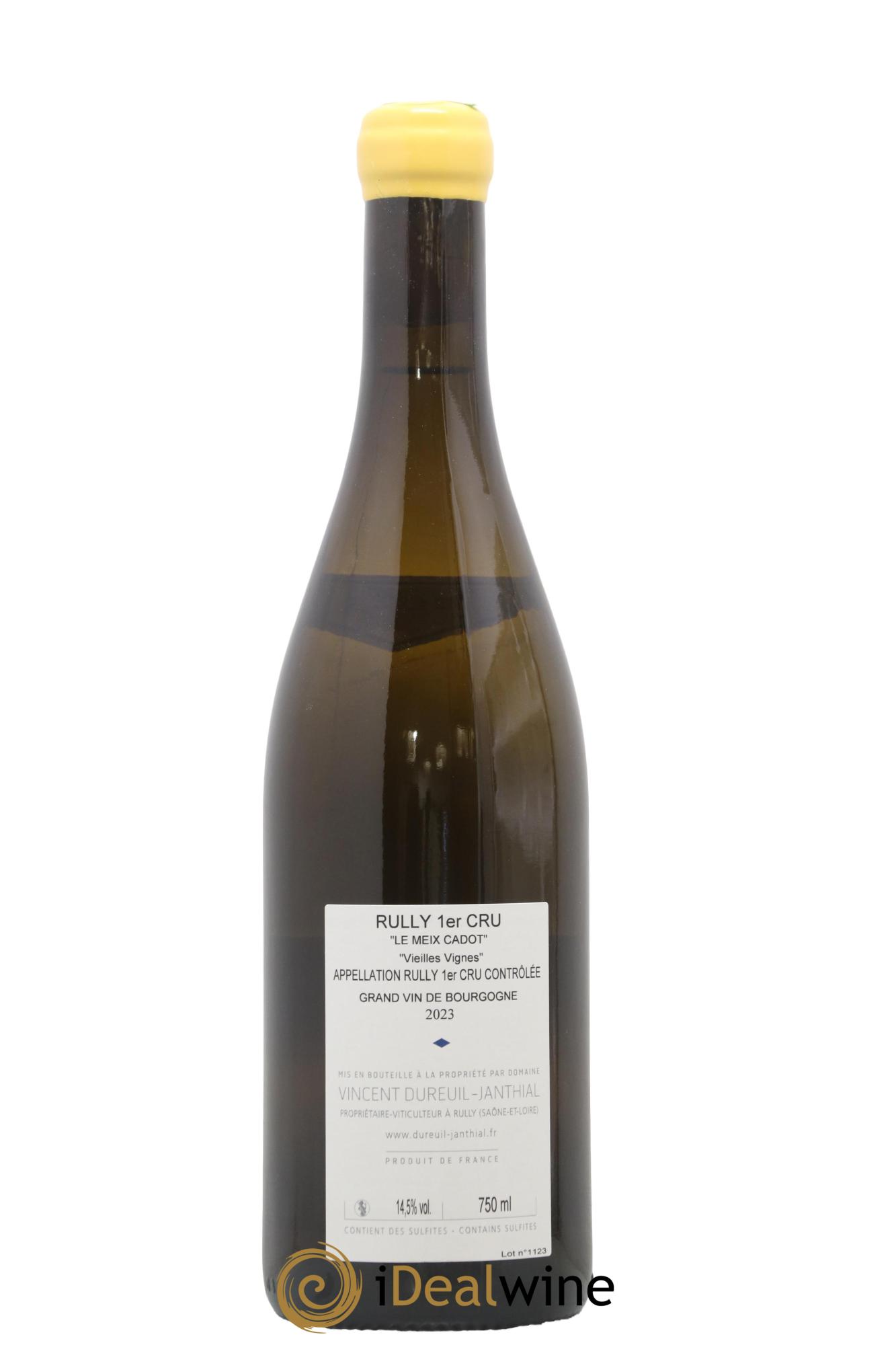 Rully 1er Cru Le Meix Cadot Vieilles Vignes Vincent Dureuil-Janthial 2023 - Lot of 1 bottle - 1