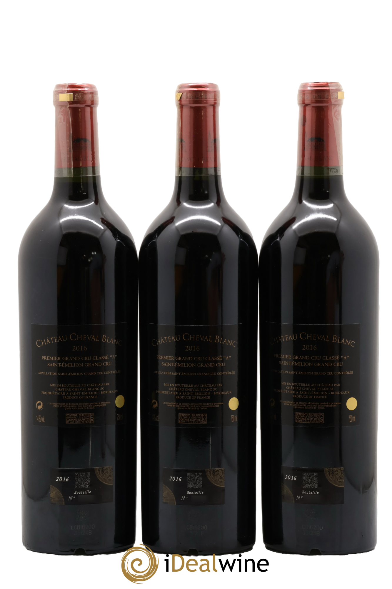 Château Cheval Blanc 1er Grand Cru Classé A 2016 - Lot of 3 bottles - 1