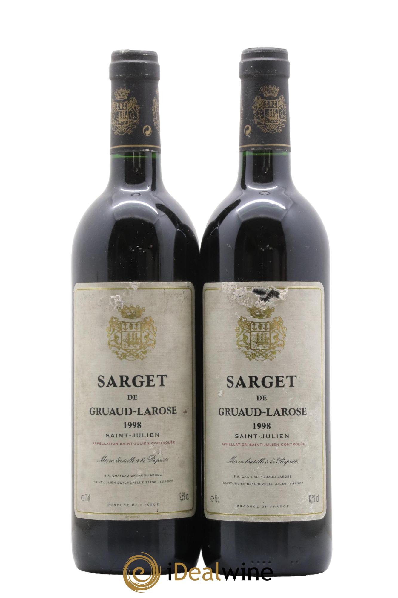 Sarget de Gruaud Larose Second Vin 1998 - Lot de 2 bouteilles - 0