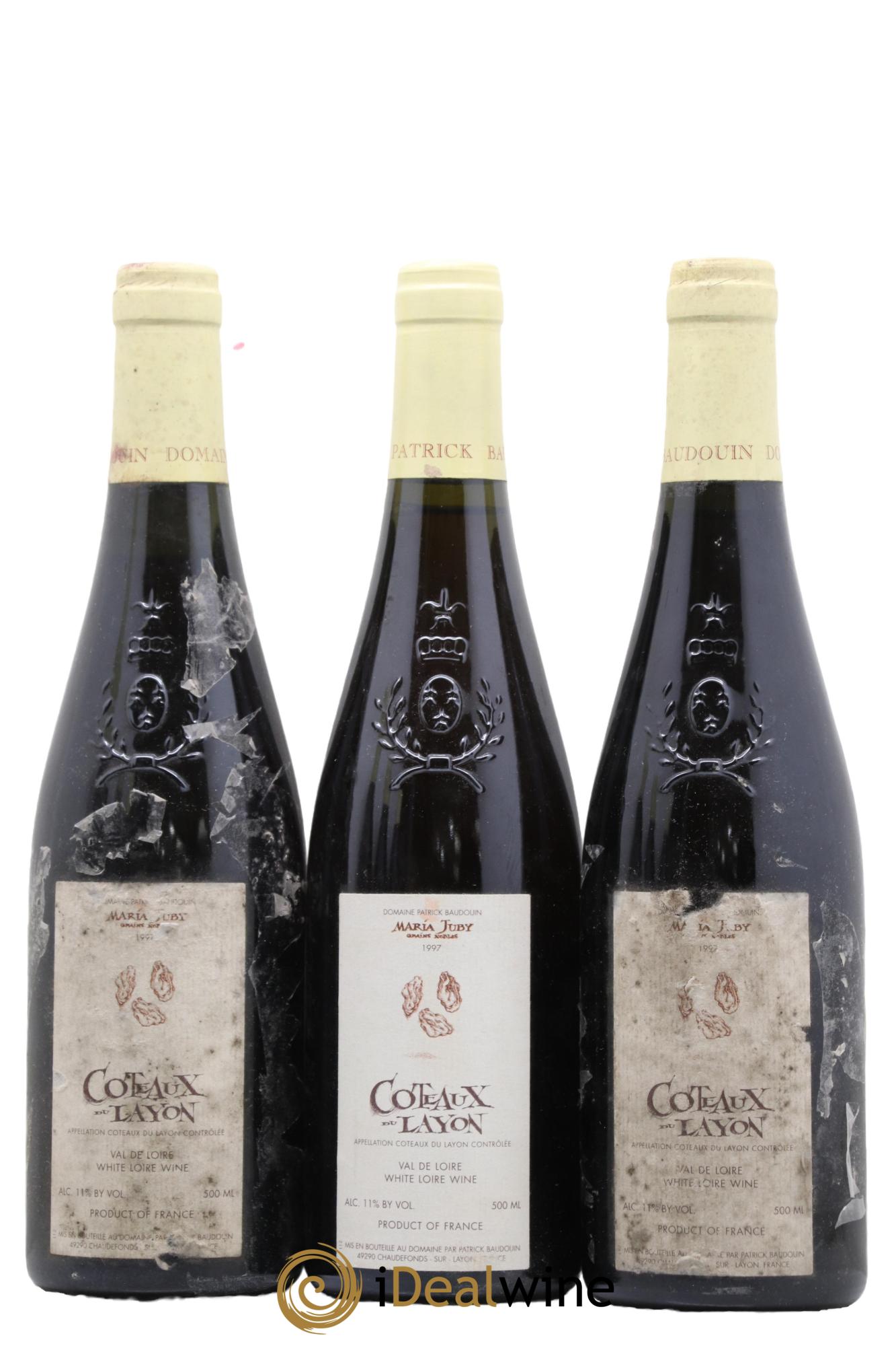 Coteaux du Layon Maria Juby Grains Nobles Baudouin 1997 - Lot of 3 500ml formats - 0