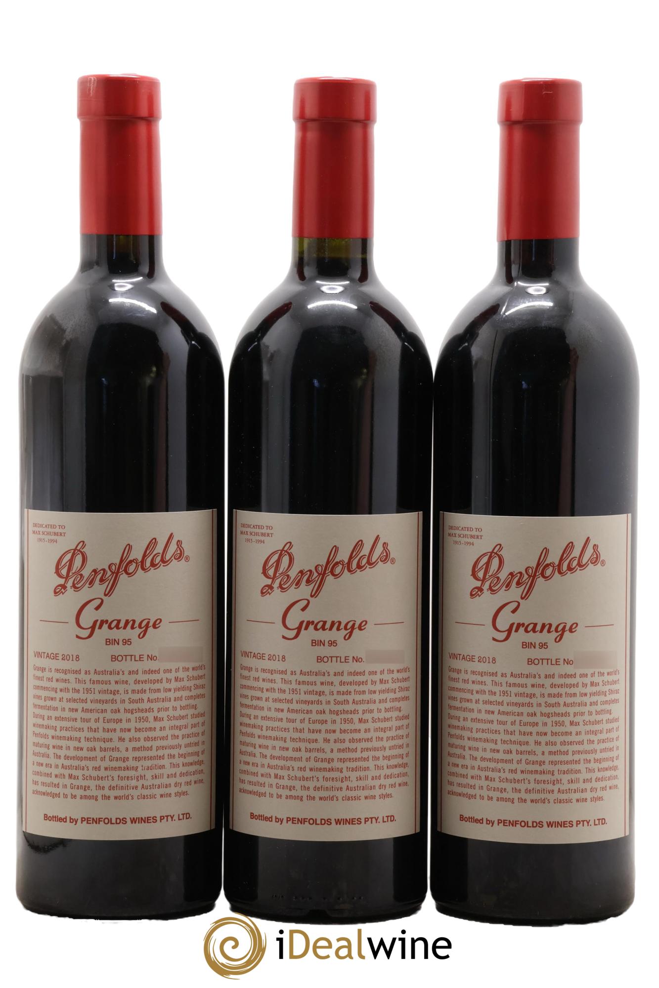 South Australia Penfolds Wines Grange Bin 95 2018 - Lot de 3 bouteilles - 0