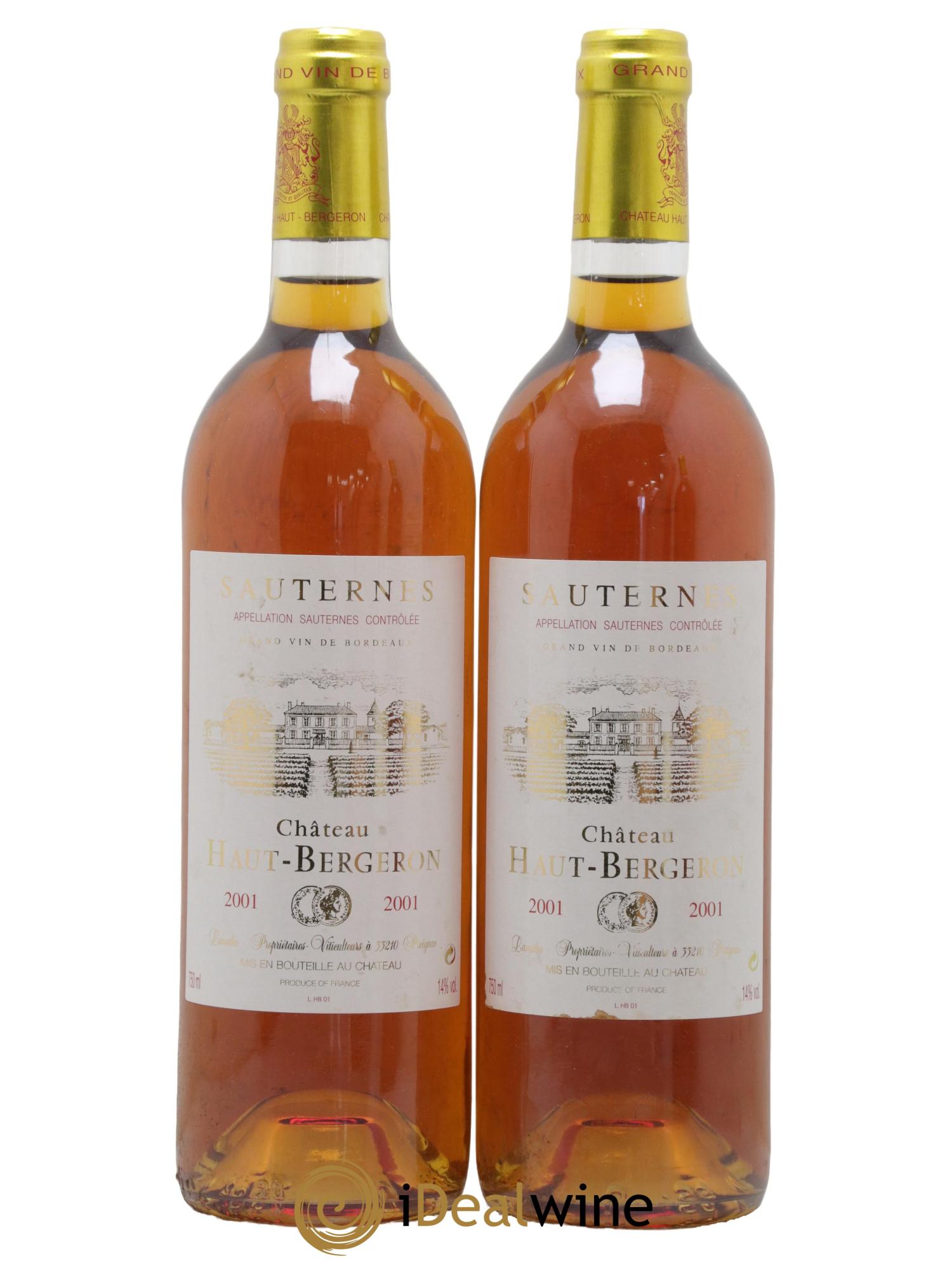 Château Haut-Bergeron 2001 - Lotto di 2 bottiglie - 0