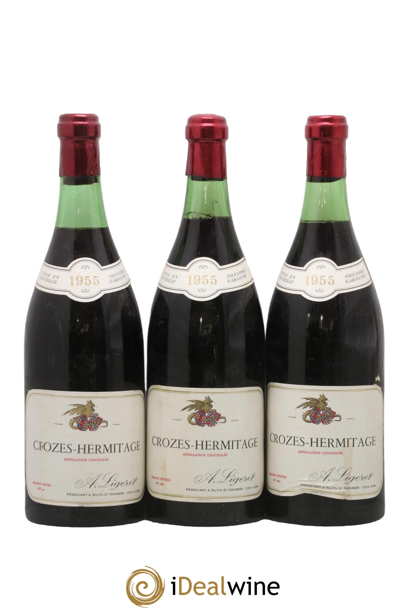 Crozes-Hermitage A. Ligeret 1955 - Posten von 3 Flaschen - 0